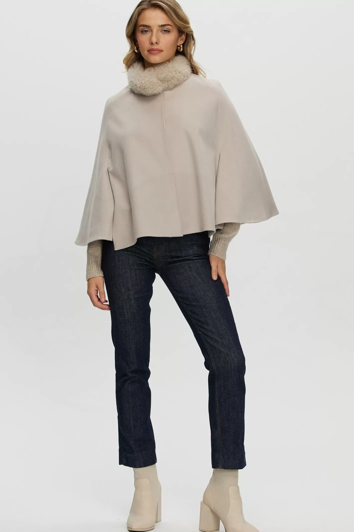Women GORSKI Montreal Loro Piana Cashmere Cape With Select Cashmere Goat Collar