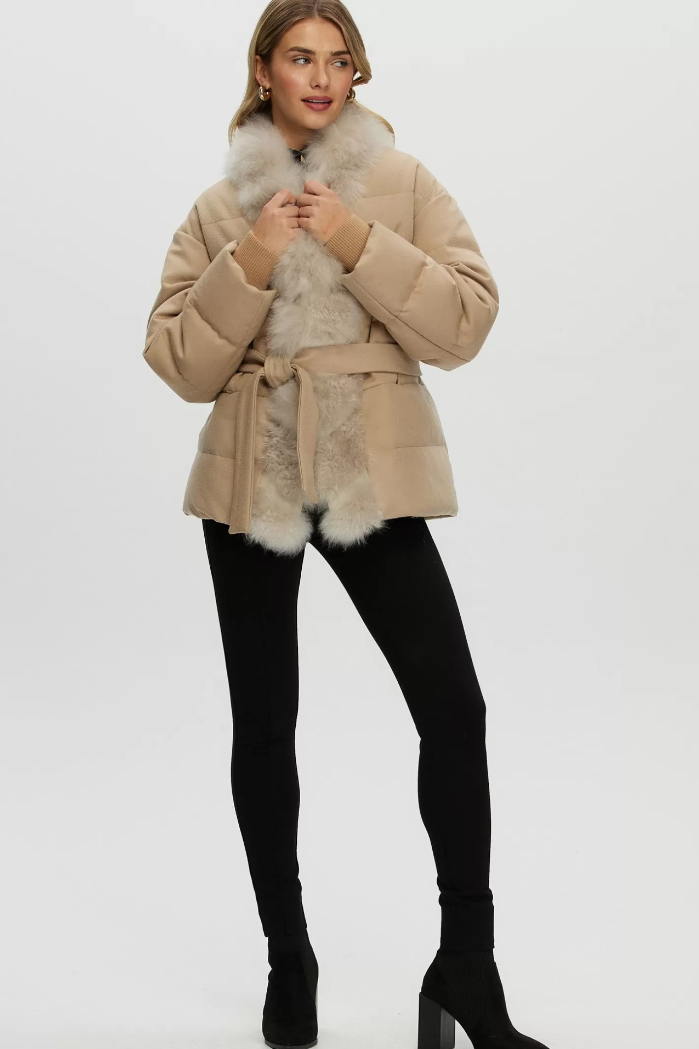 Women GORSKI Montreal Loro Piana Cashmere Down Jacket With Select Cashmere Goat Trim