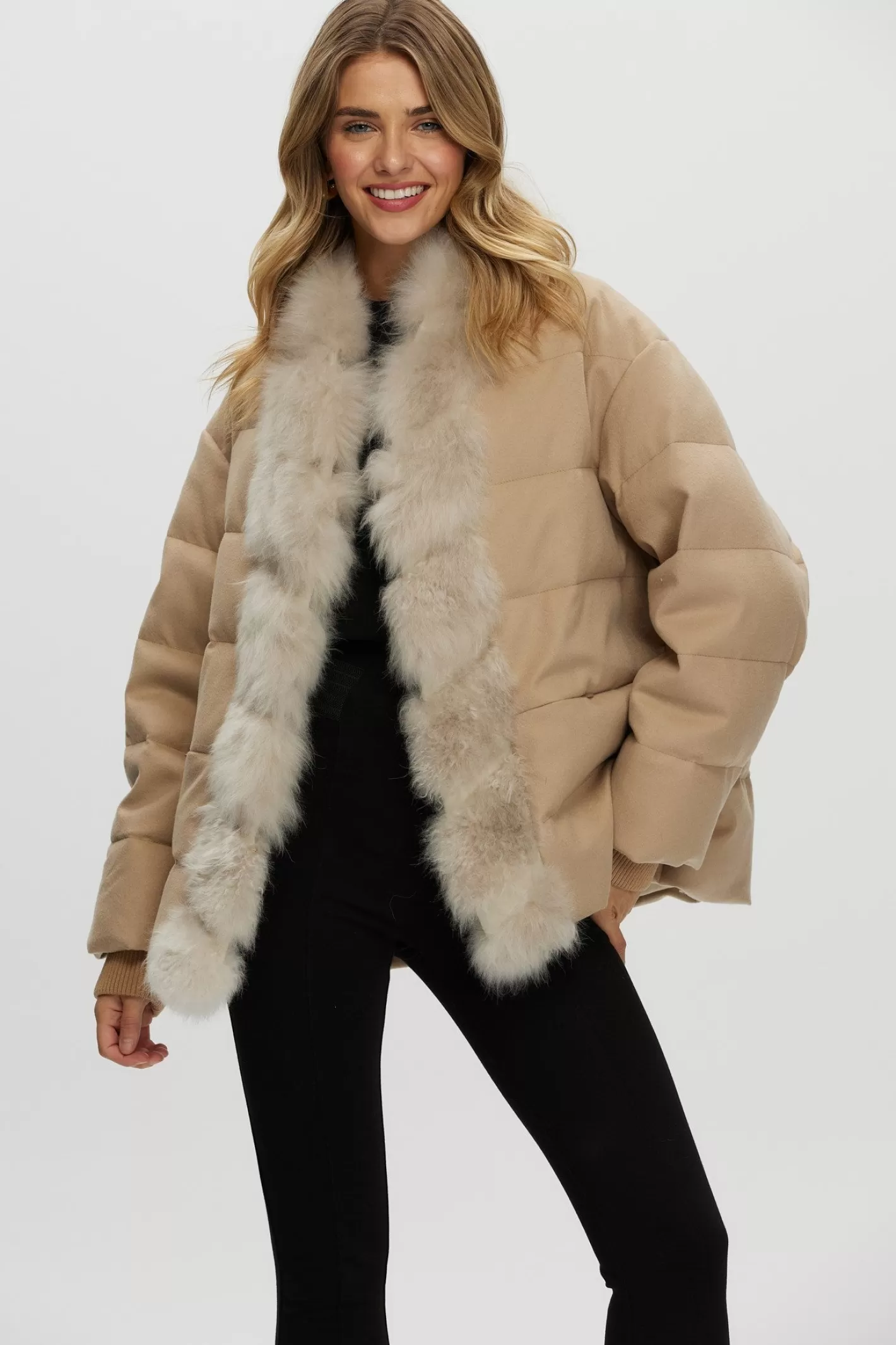 Women GORSKI Montreal Loro Piana Cashmere Down Jacket With Select Cashmere Goat Trim