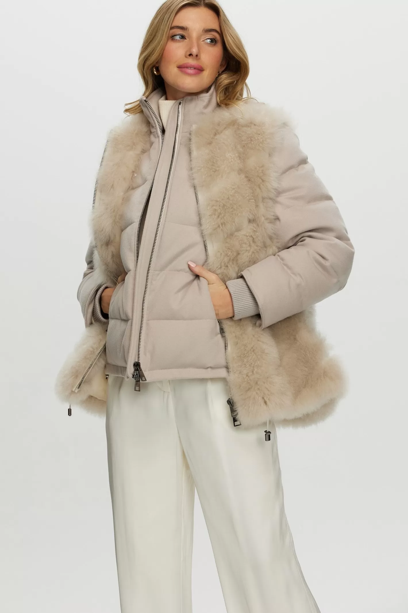 Women GORSKI Montreal Loro Piana Cashmere Quilted Down Jacket With Detachable Select Cashmere Goat Vest (2 Pcs)