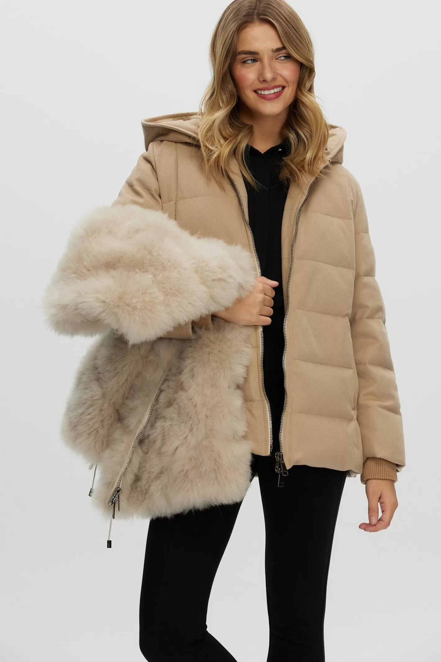 Women GORSKI Montreal Loro Piana Cashmere Quilted Down Parka With Detachable Select Cashmere Goat Vest (2 Pcs)