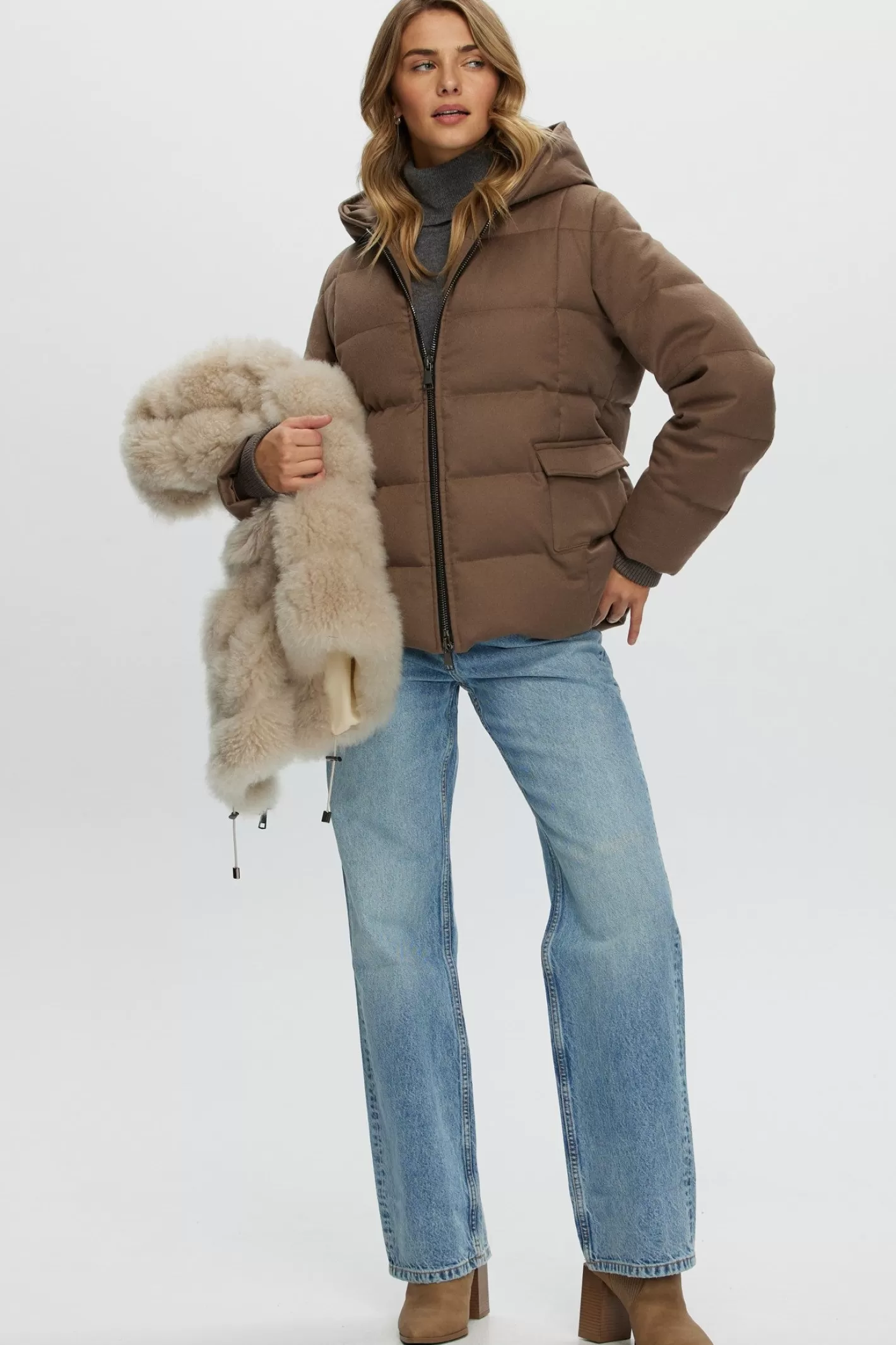 Women GORSKI Montreal Loro Piana Cashmere Quilted Down Parka With Detachable Select Cashmere Goat Vest (2 Pcs)