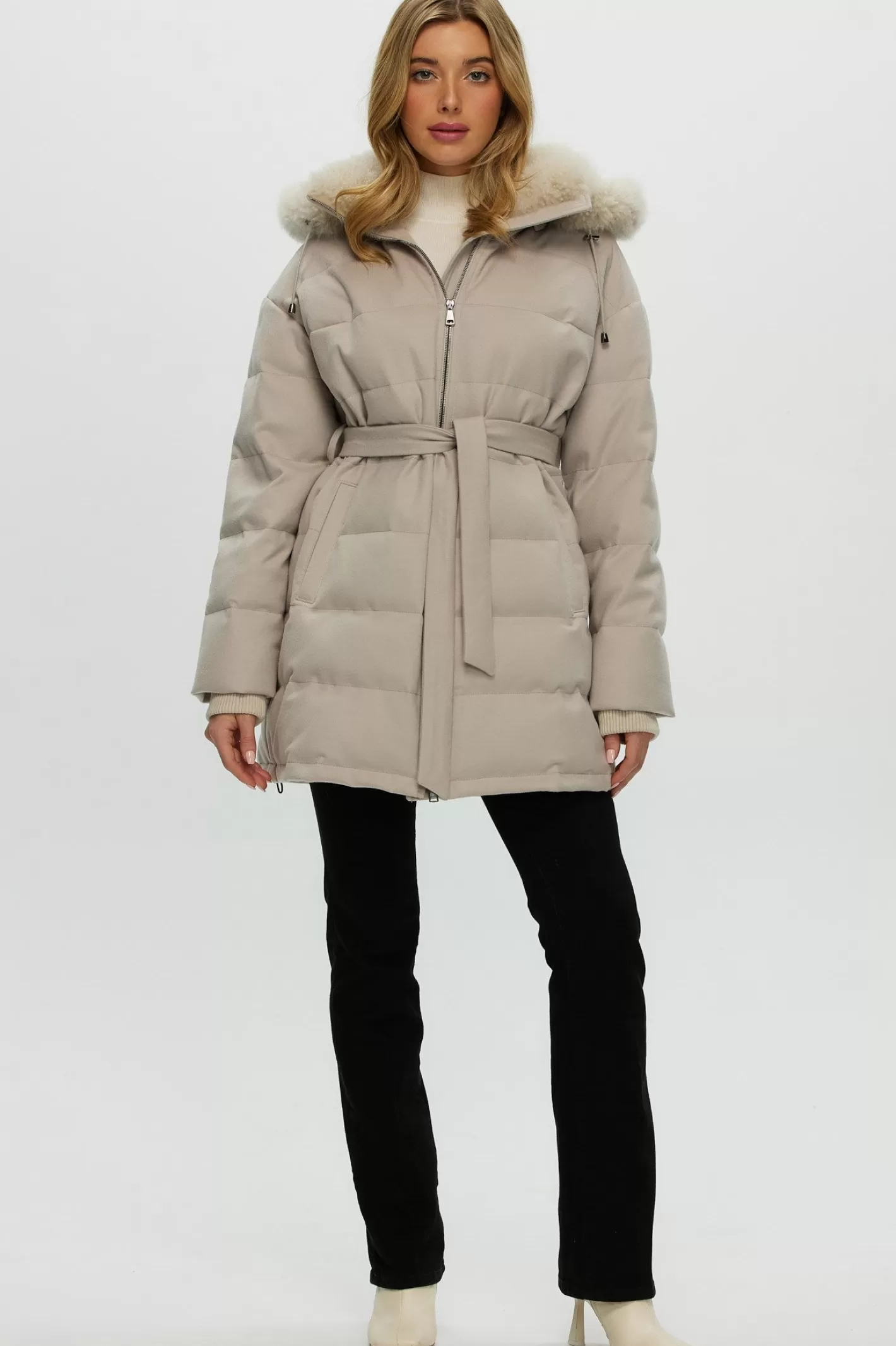 Women GORSKI Montreal Loro Piana Cashmere Quilted Down Parka With Select Cashmere Goat Collar And Hood Trim