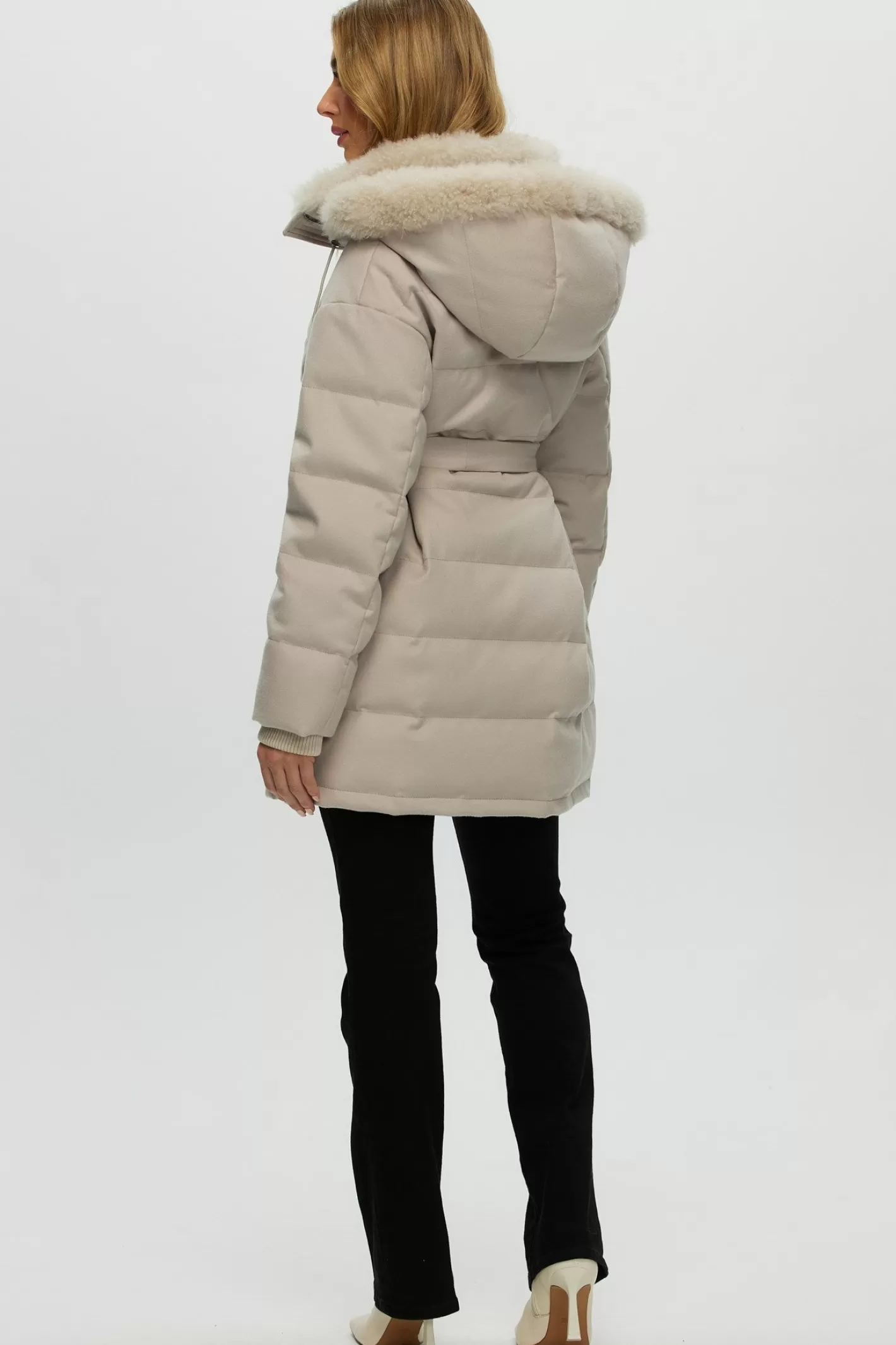 Women GORSKI Montreal Loro Piana Cashmere Quilted Down Parka With Select Cashmere Goat Collar And Hood Trim
