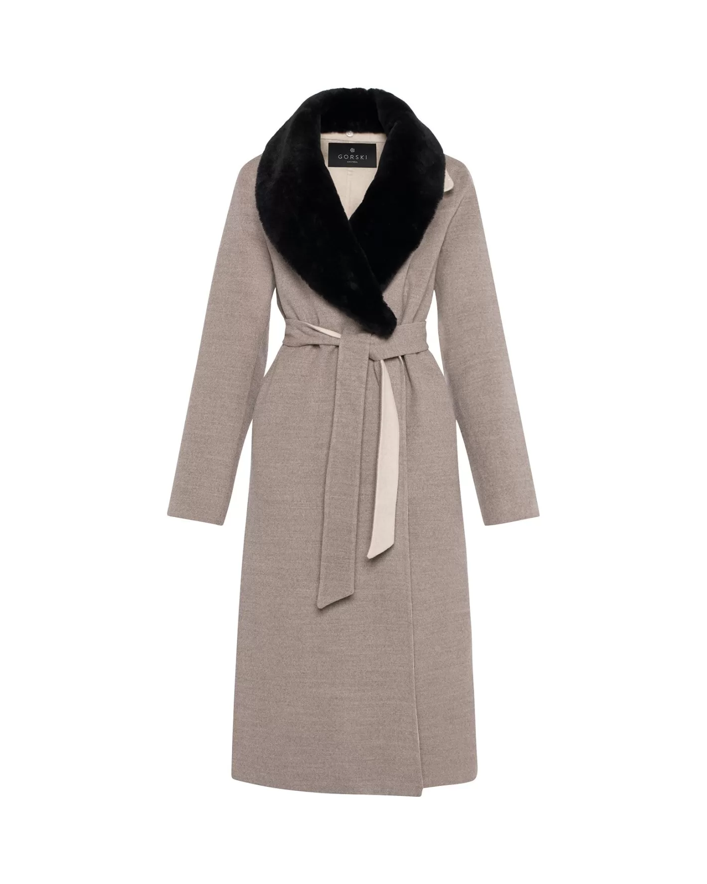 Women GORSKI Montreal Loro Piana Wool Short Coat With Select Shearling Lamb Collar