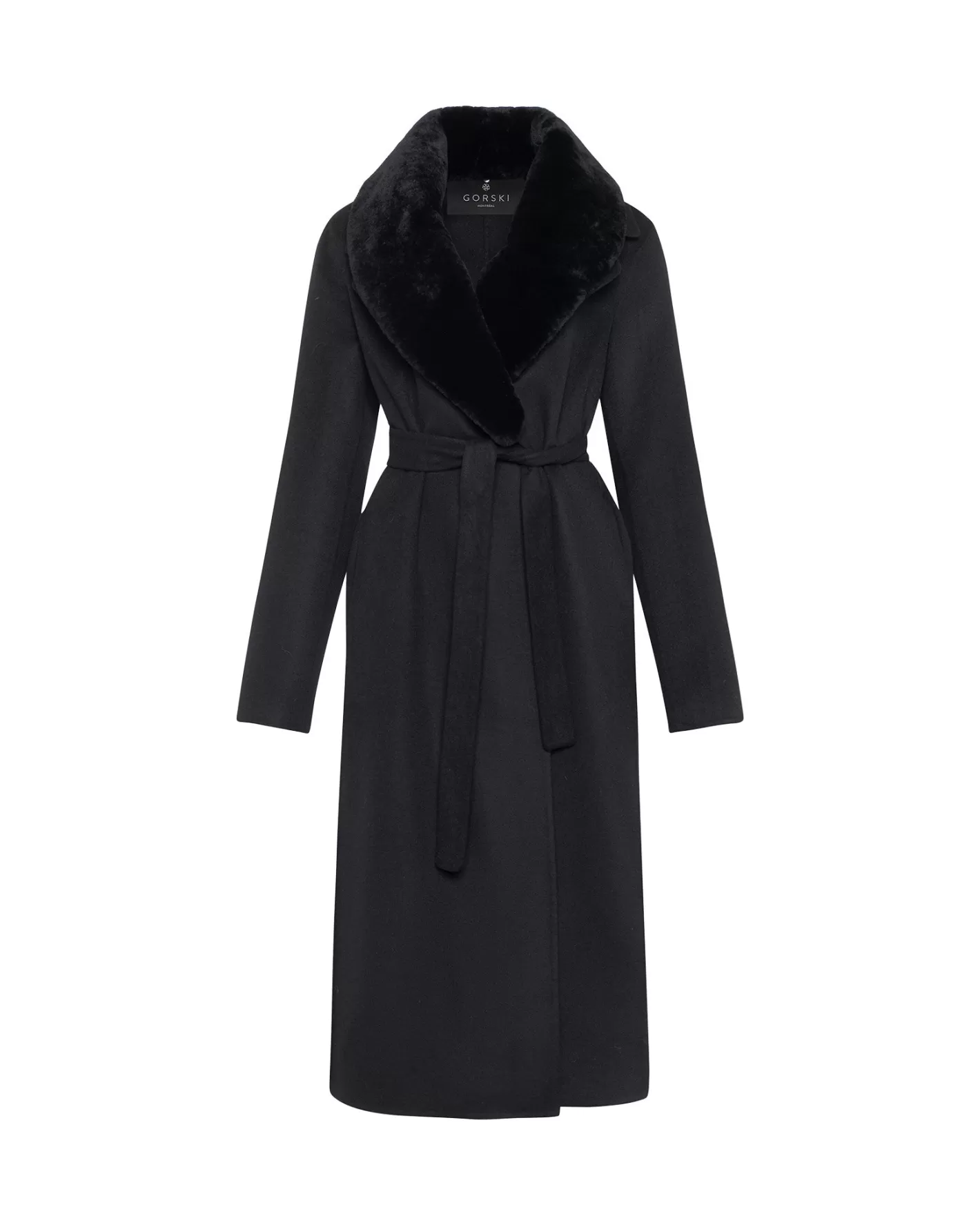 Women GORSKI Montreal Loro Piana Wool Short Coat With Select Shearling Lamb Collar