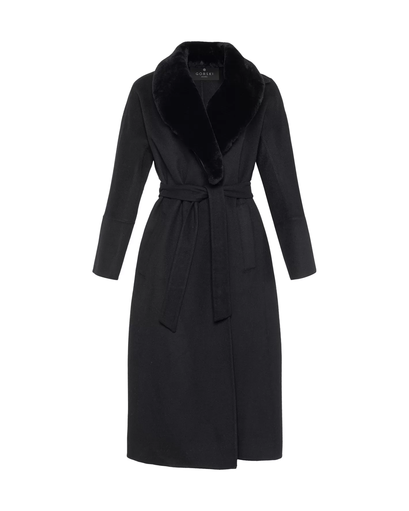 Women GORSKI Montreal Loro Piana Wool Short Coat With Select Shearling Lamb Collar