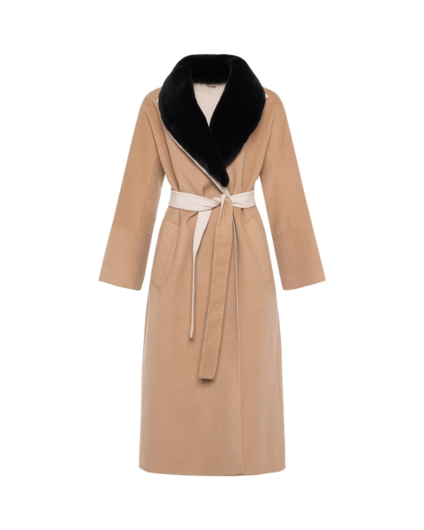 Women GORSKI Montreal Loro Piana Wool Short Coat With Select Shearling Lamb Collar