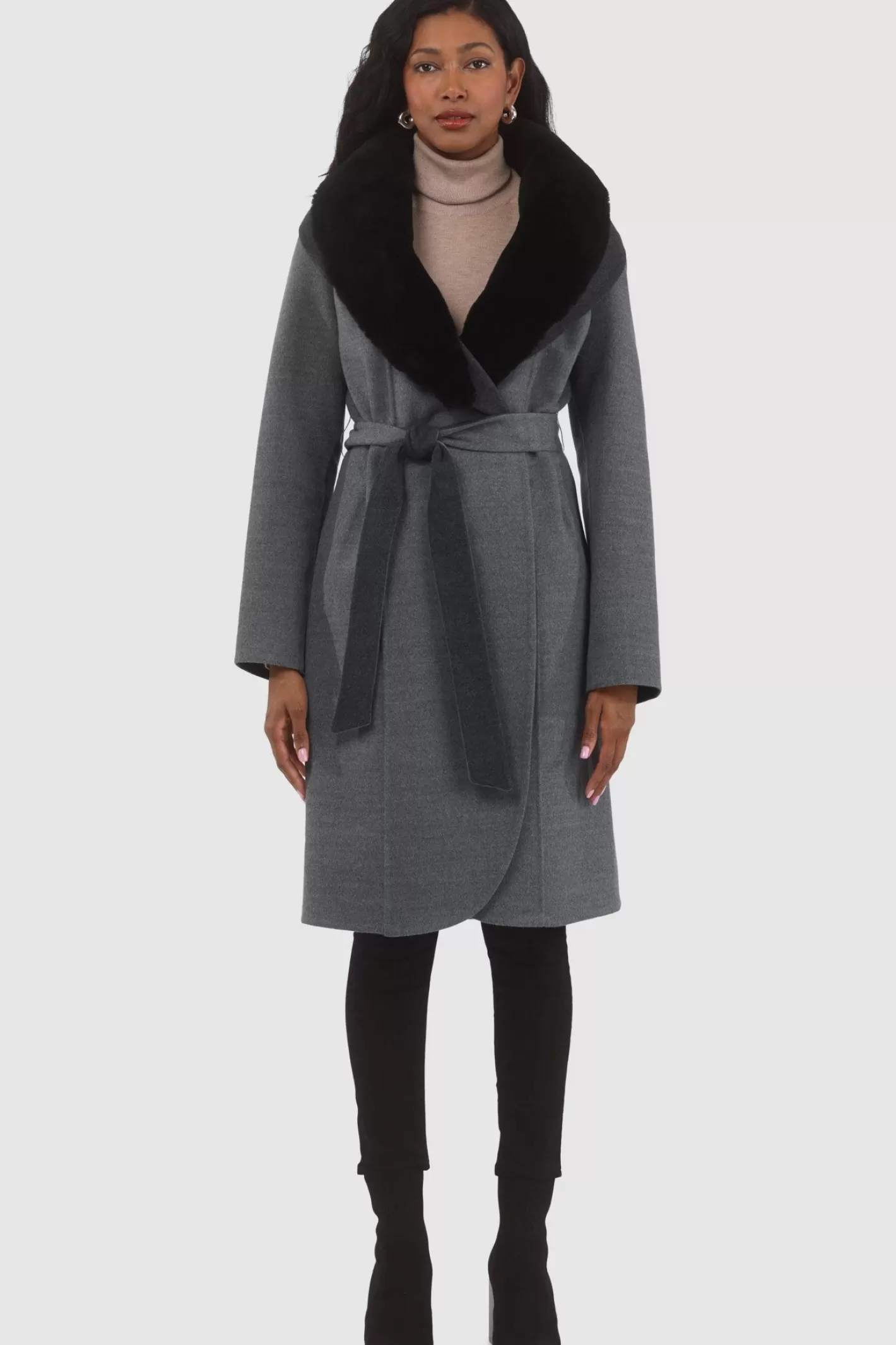 Women GORSKI Montreal Loro Piana Wool Stroller With Detachable Select Shearling Lamb Collar