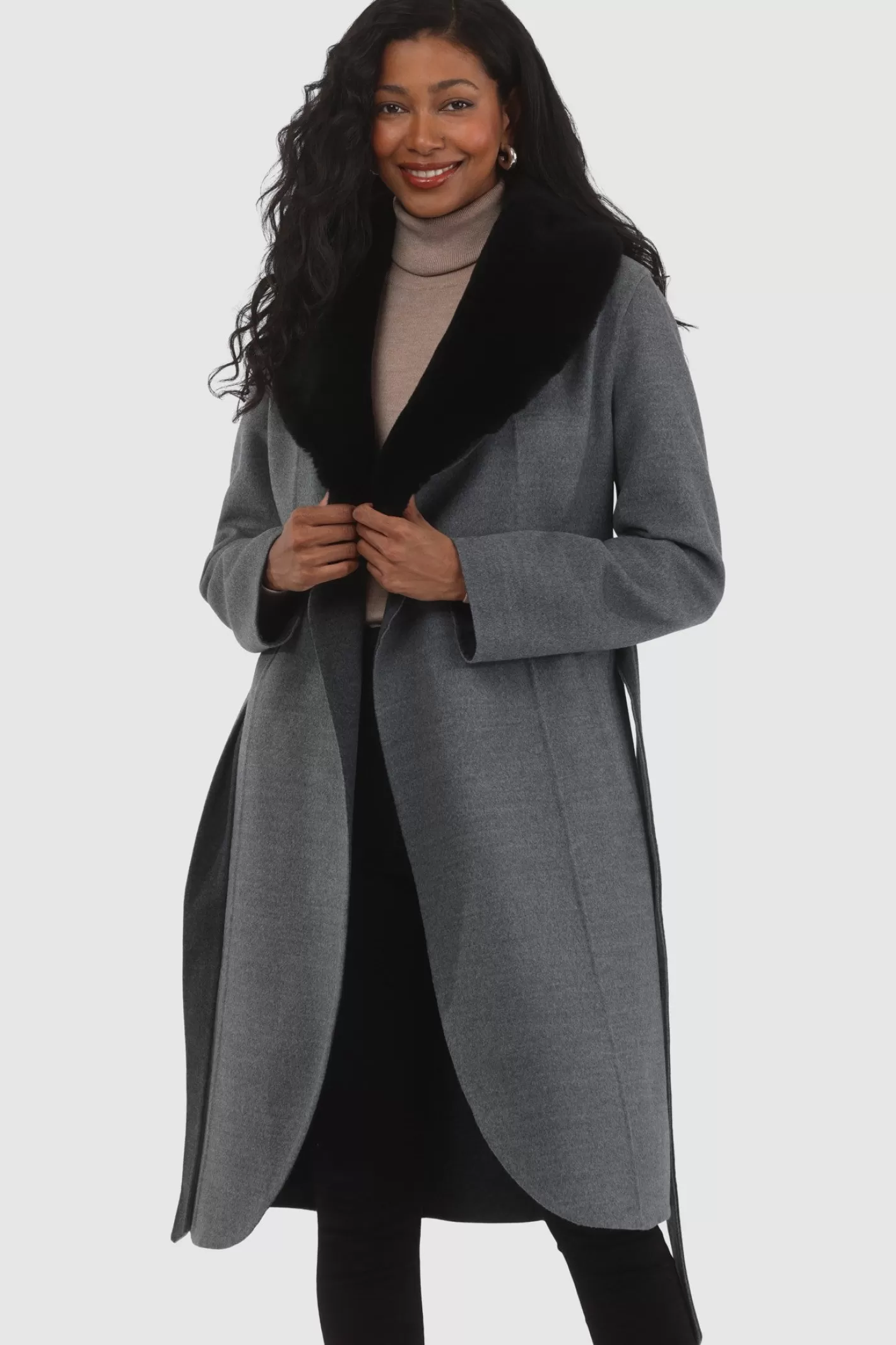 Women GORSKI Montreal Loro Piana Wool Stroller With Detachable Select Shearling Lamb Collar