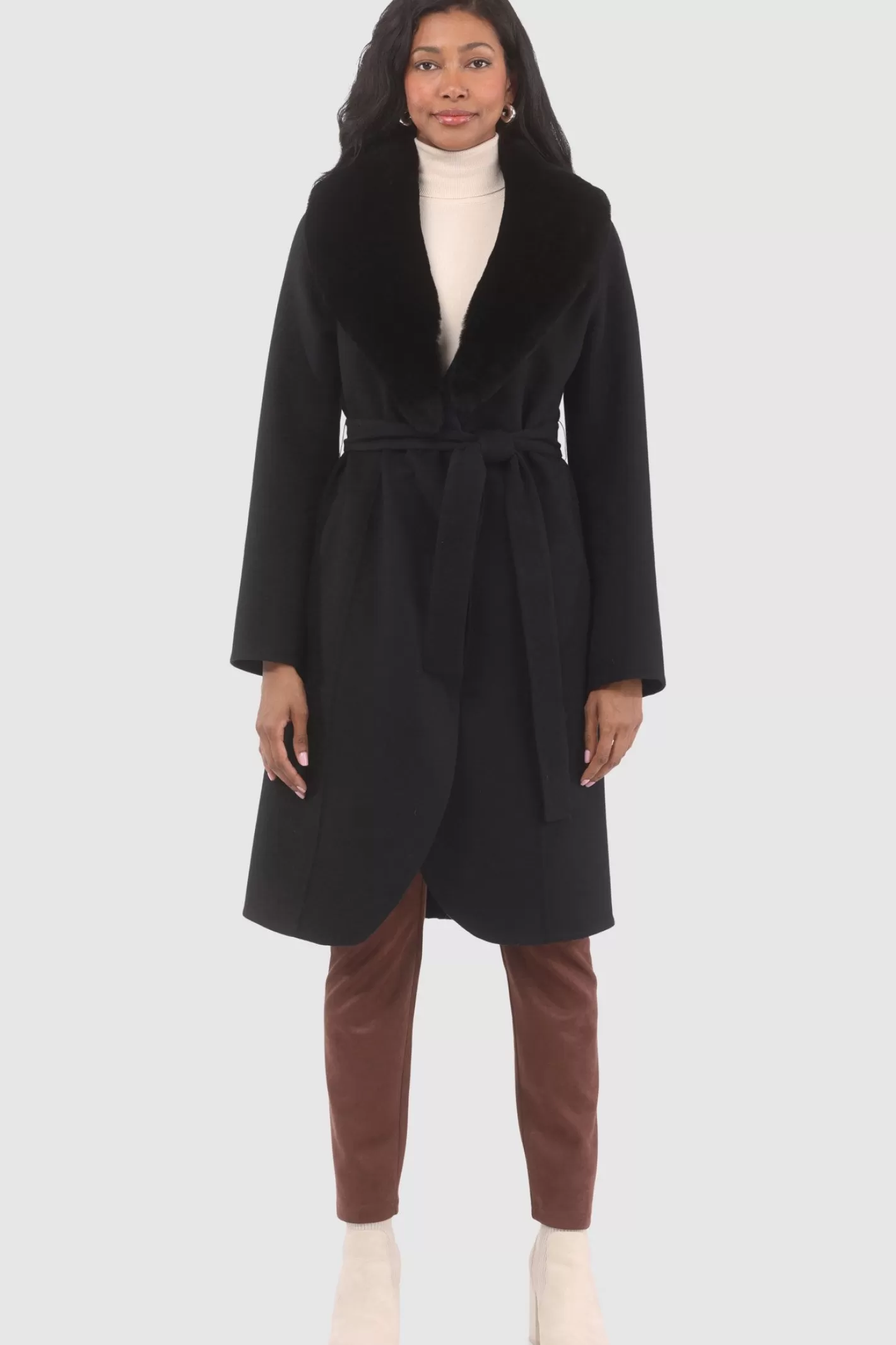 Women GORSKI Montreal Loro Piana Wool Stroller With Detachable Select Shearling Lamb Collar