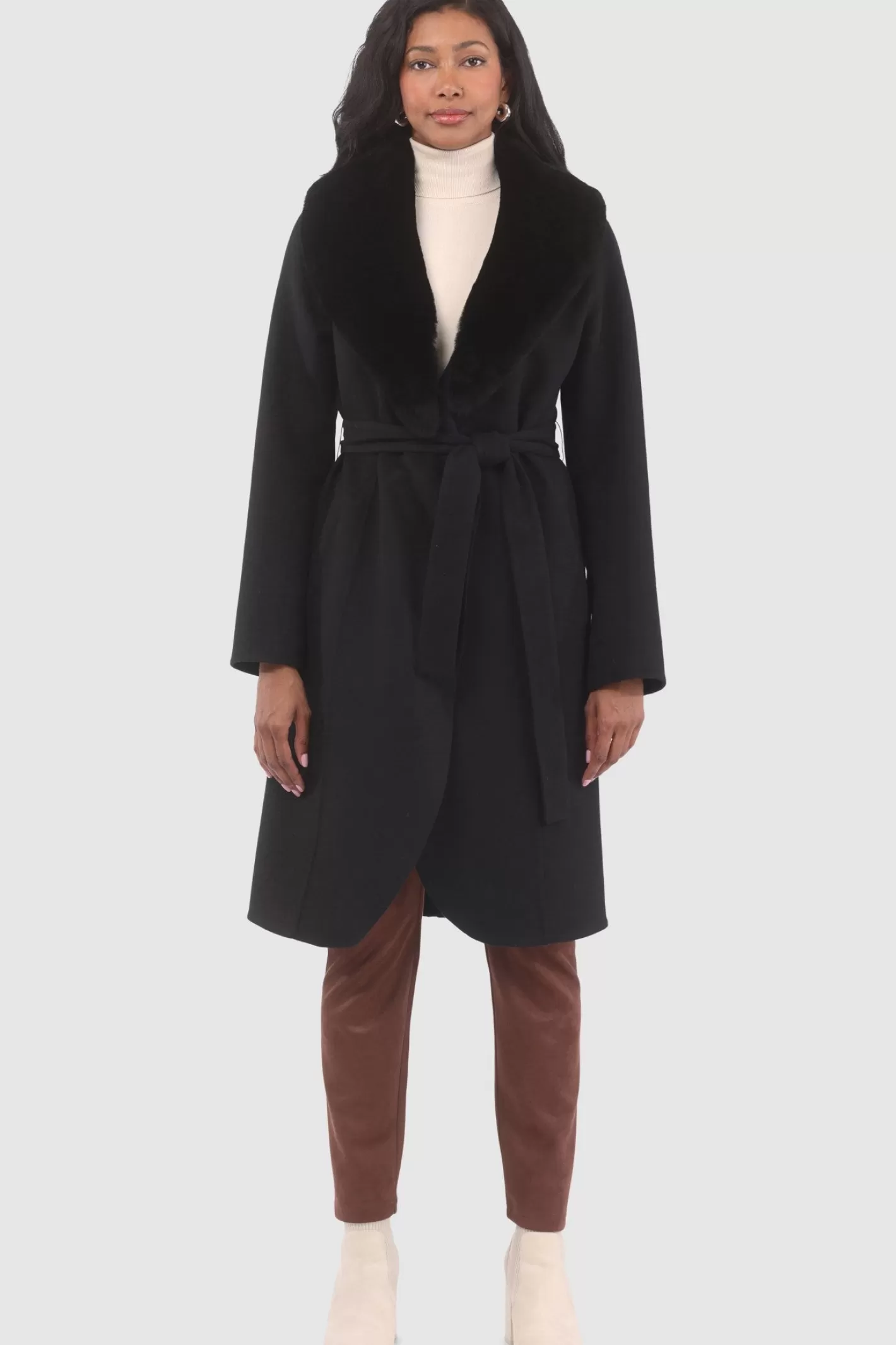 Women GORSKI Montreal Loro Piana Wool Stroller With Detachable Select Shearling Lamb Collar