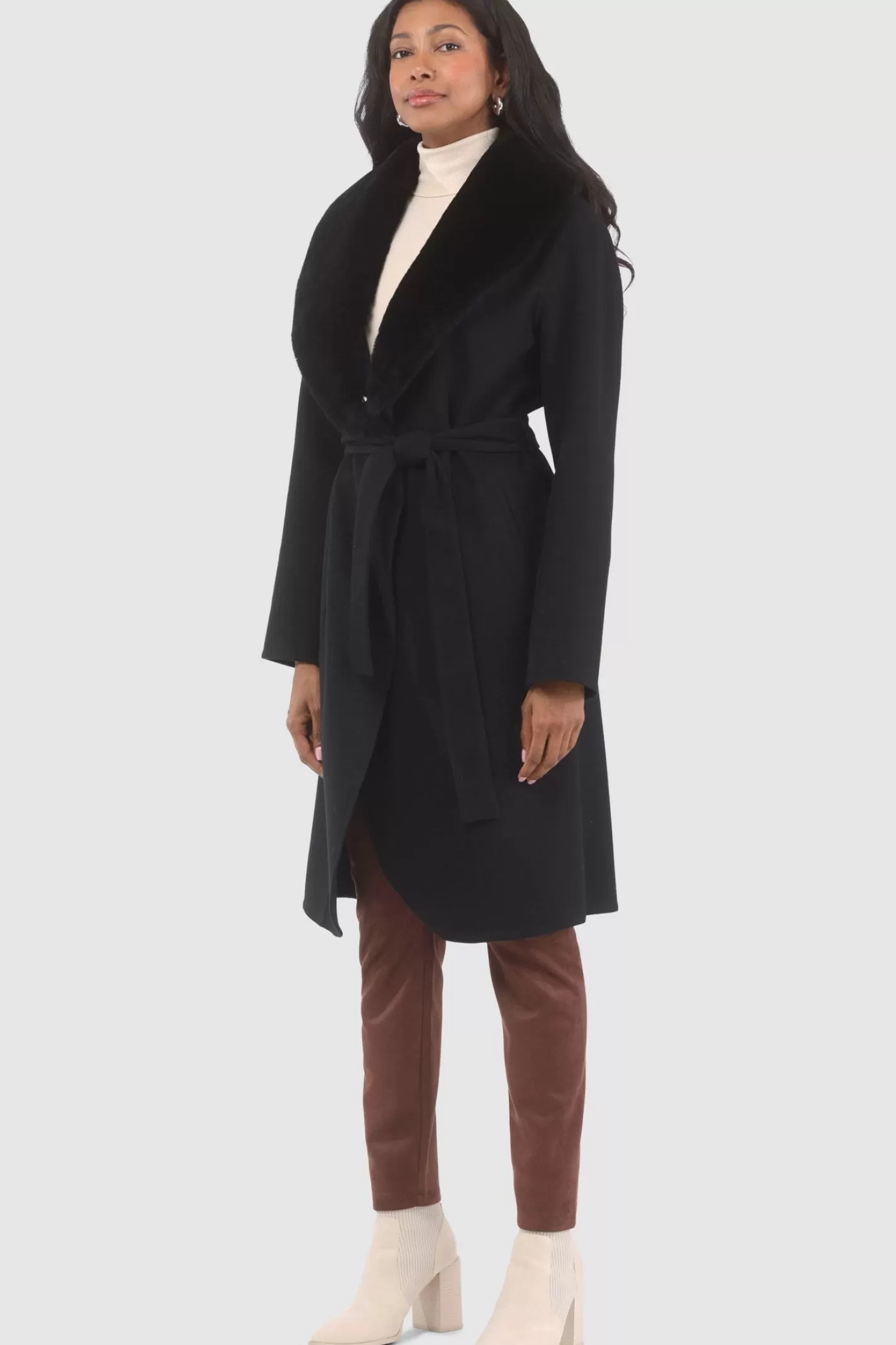 Women GORSKI Montreal Loro Piana Wool Stroller With Detachable Select Shearling Lamb Collar