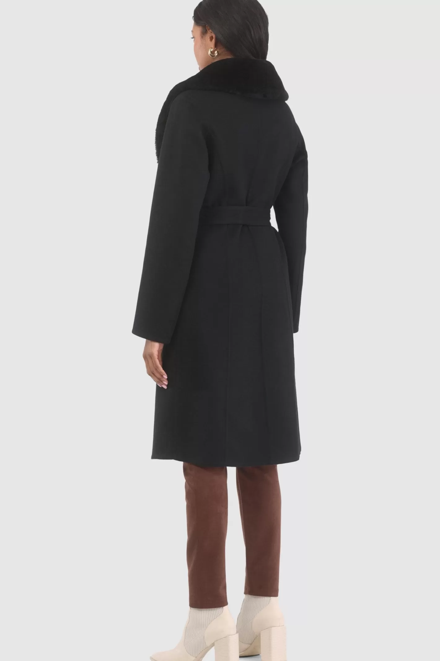 Women GORSKI Montreal Loro Piana Wool Stroller With Detachable Select Shearling Lamb Collar