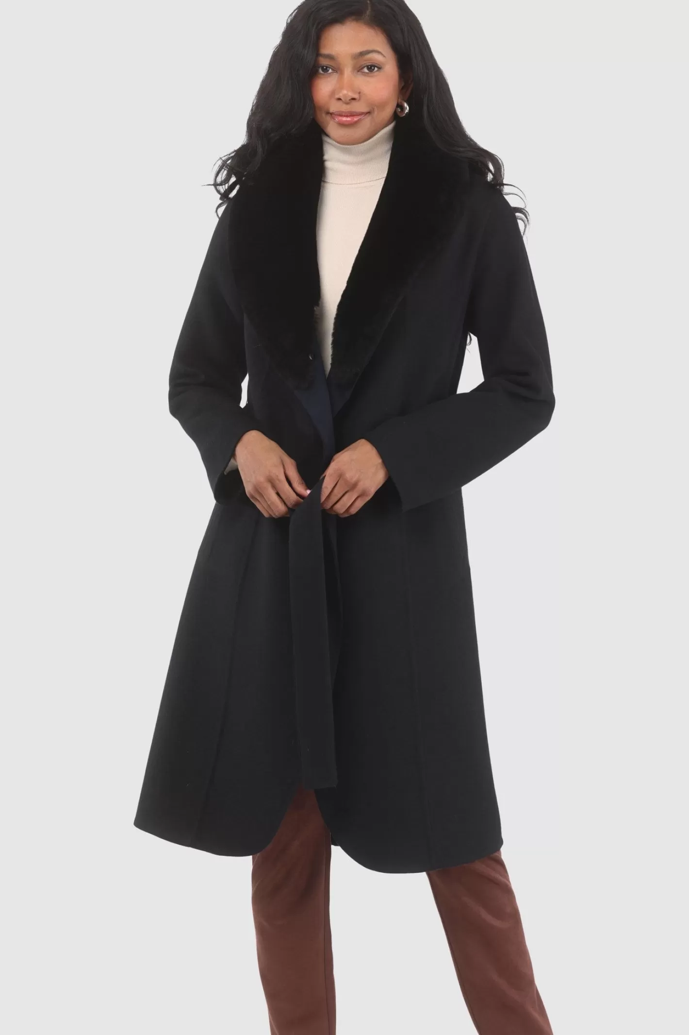 Women GORSKI Montreal Loro Piana Wool Stroller With Detachable Select Shearling Lamb Collar