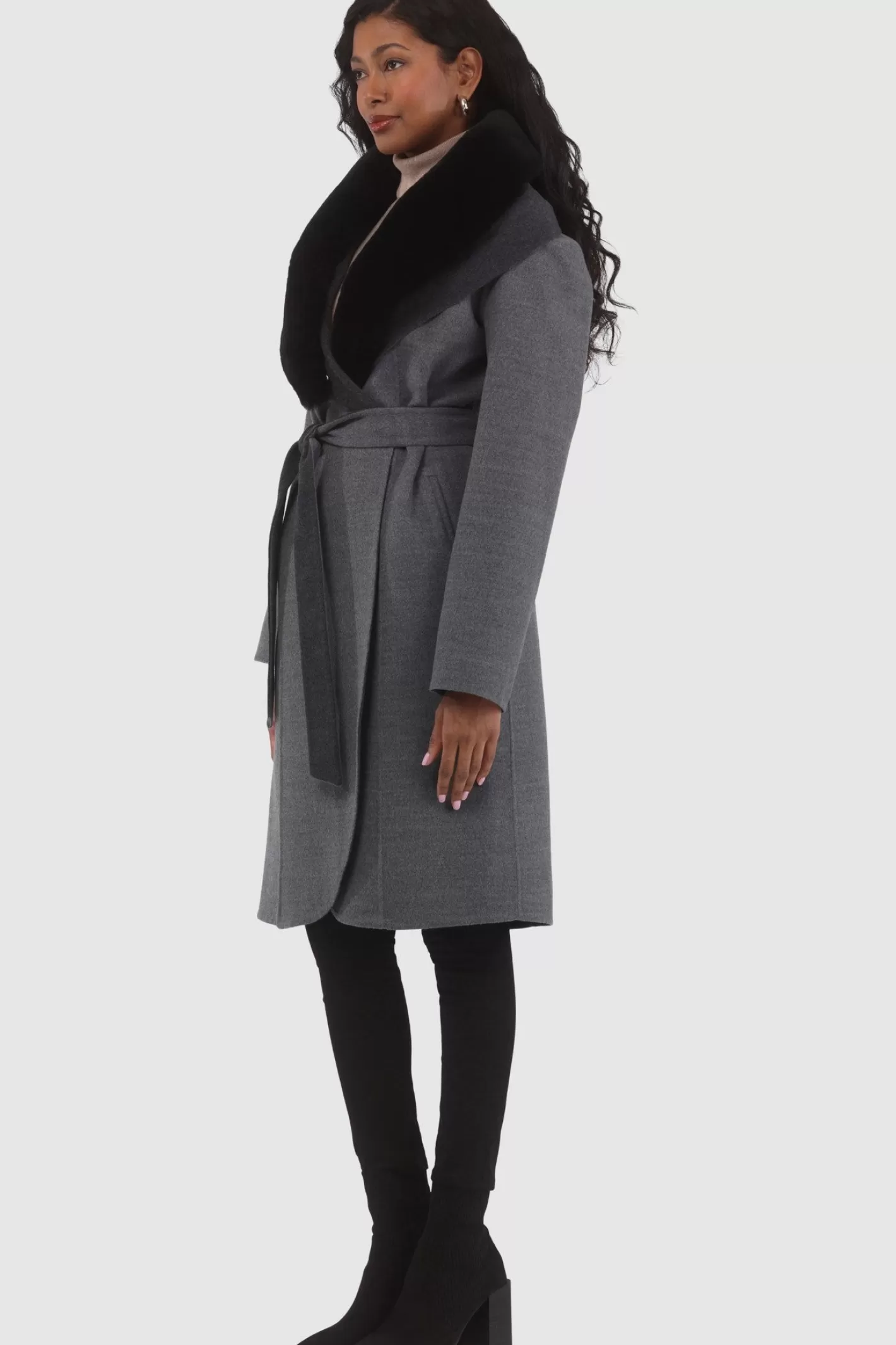 Women GORSKI Montreal Loro Piana Wool Stroller With Detachable Select Shearling Lamb Collar