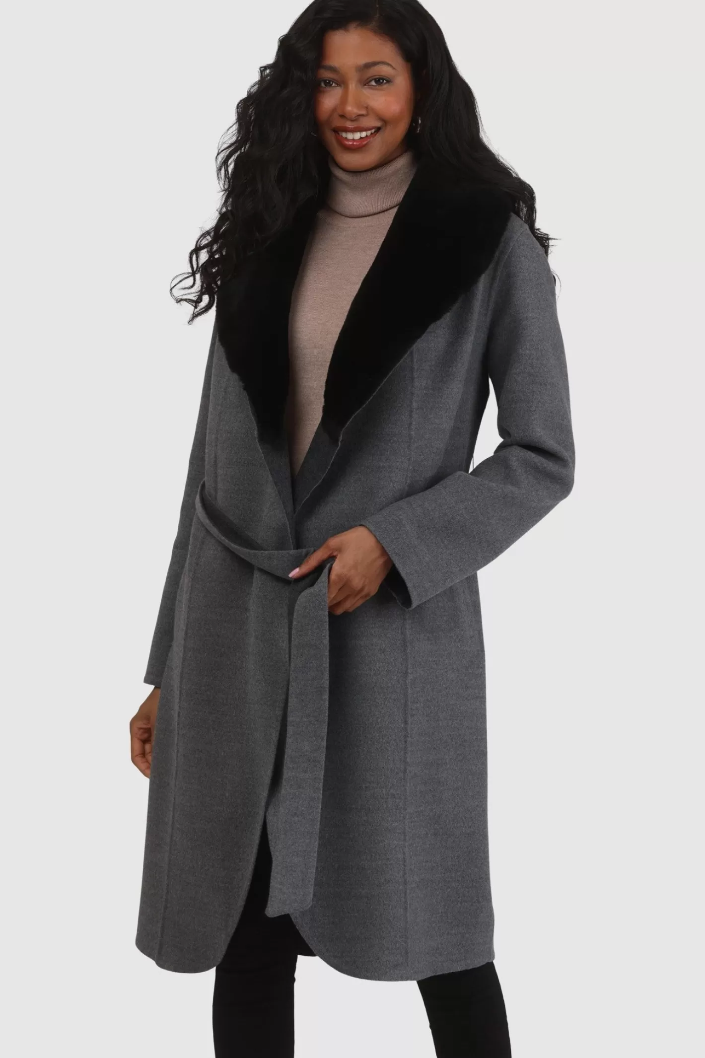 Women GORSKI Montreal Loro Piana Wool Stroller With Detachable Select Shearling Lamb Collar