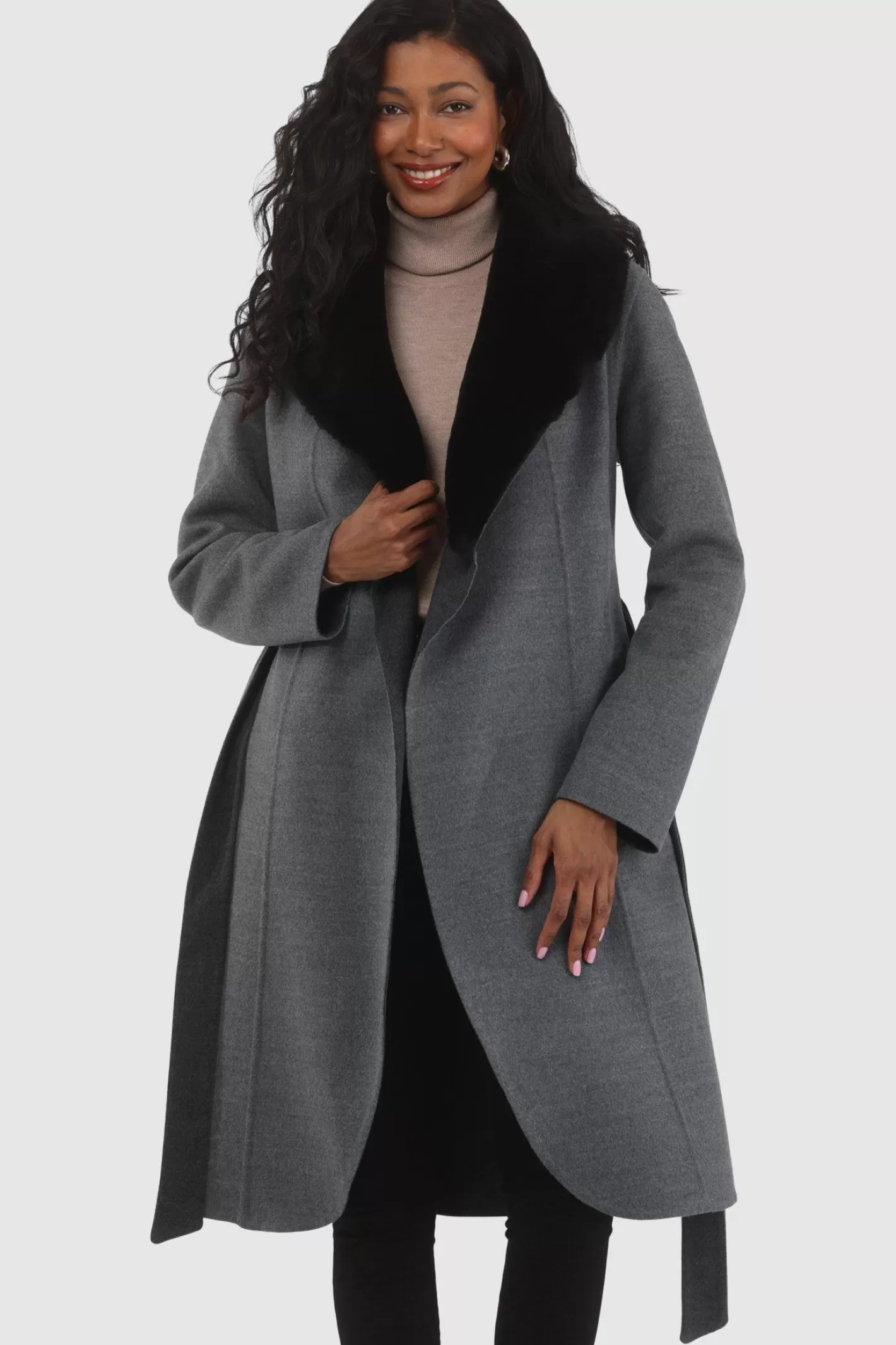 Women GORSKI Montreal Loro Piana Wool Stroller With Detachable Select Shearling Lamb Collar
