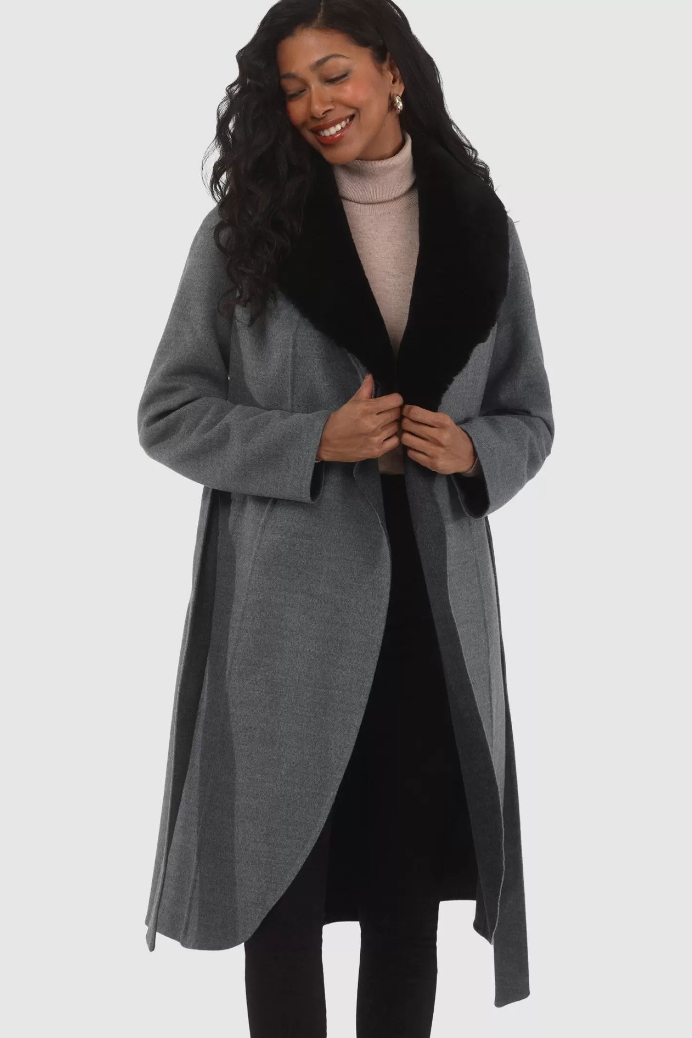 Women GORSKI Montreal Loro Piana Wool Stroller With Detachable Select Shearling Lamb Collar