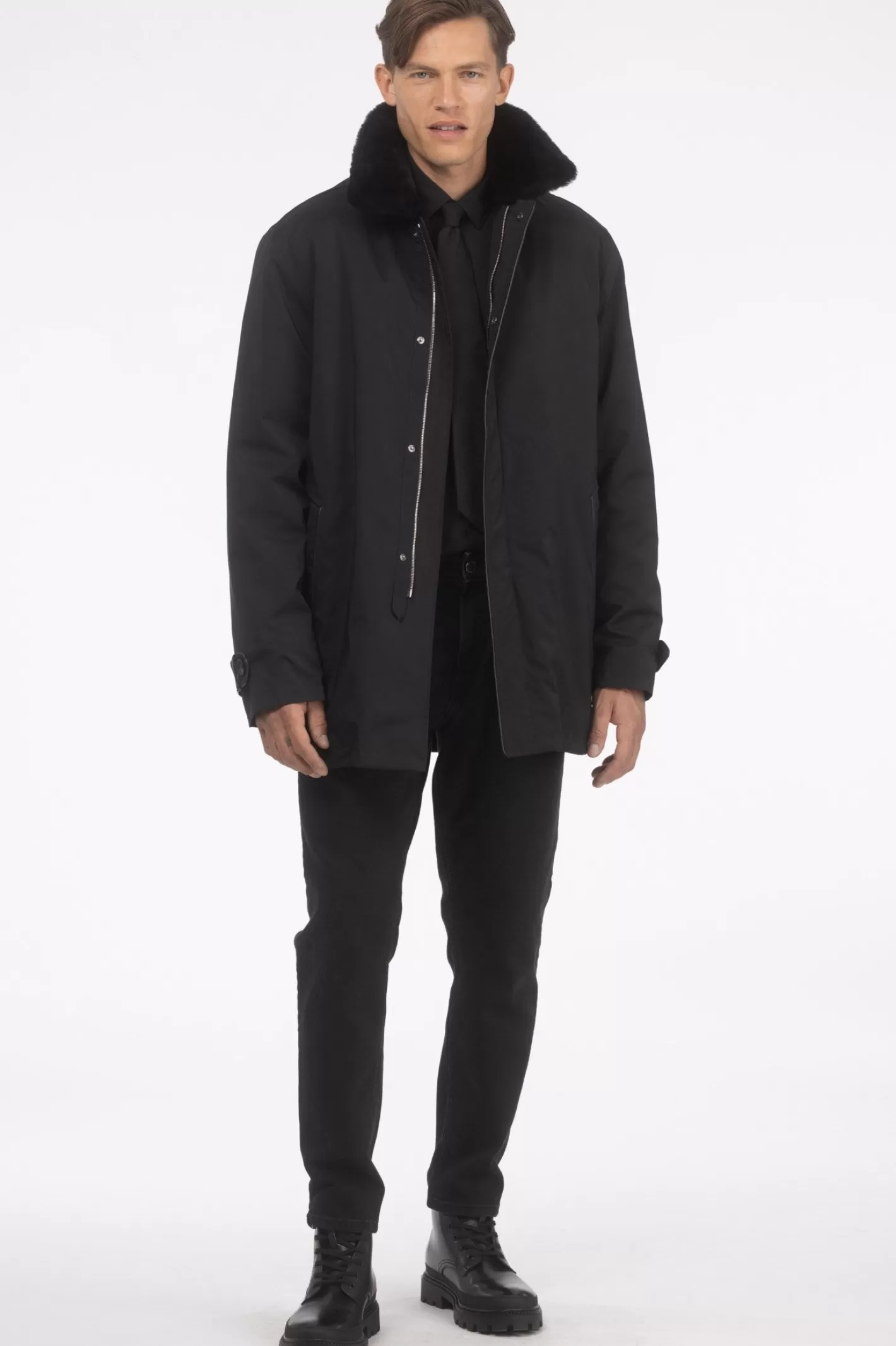 GORSKI Montreal Men's Coat With Detachable Select Shearling Lamb Lining And Collar