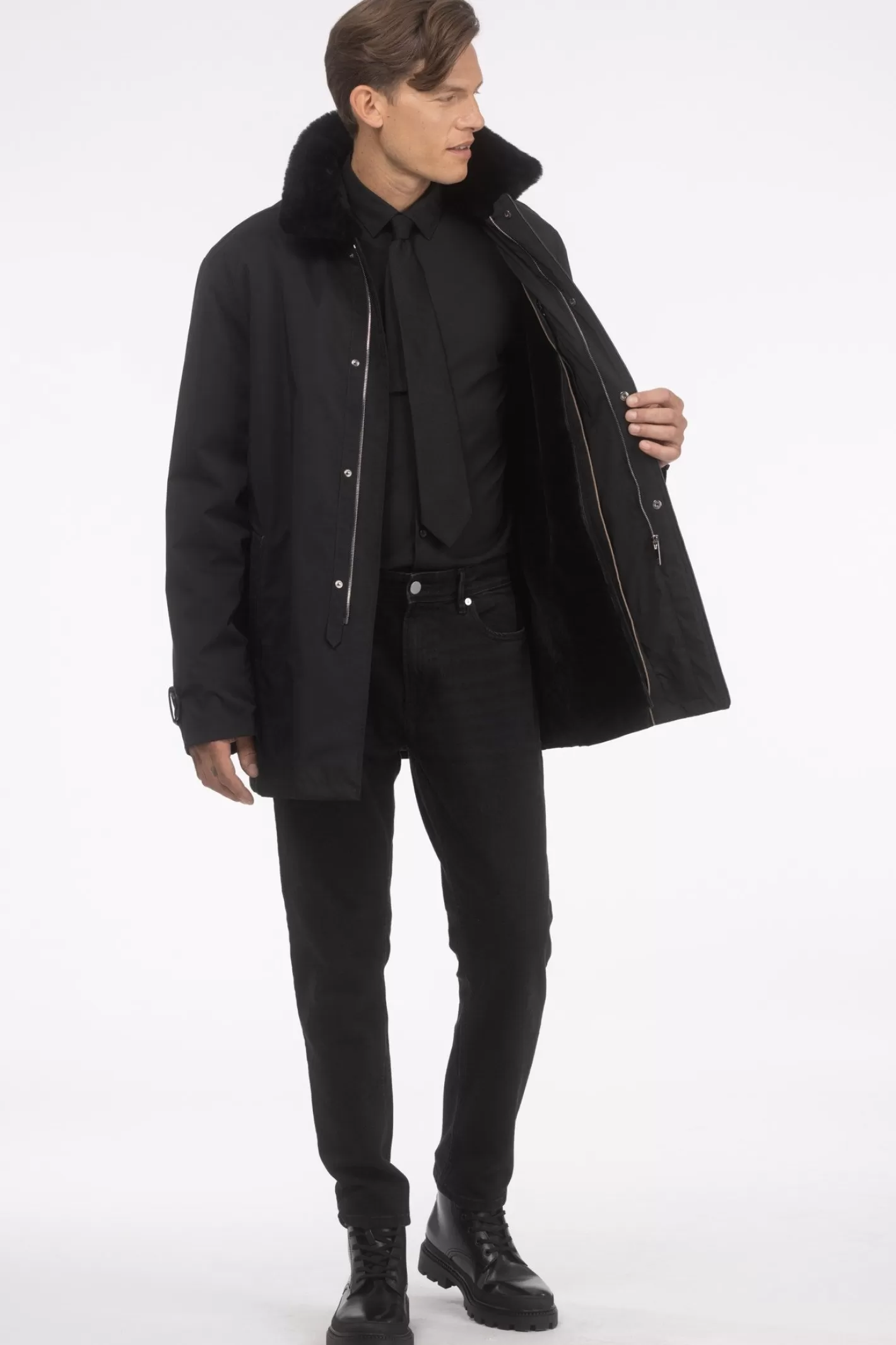 GORSKI Montreal Men's Coat With Detachable Select Shearling Lamb Lining And Collar