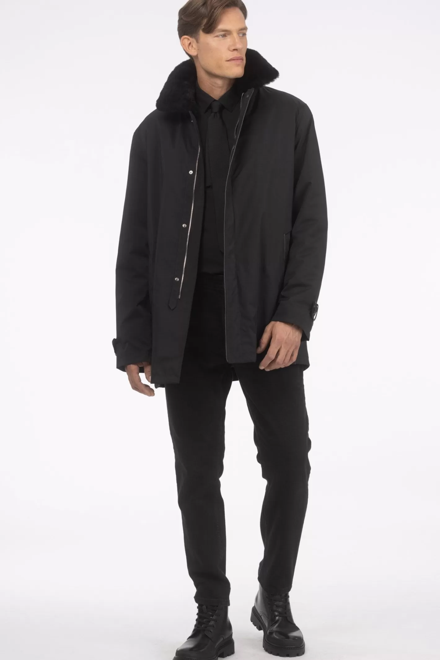 GORSKI Montreal Men's Coat With Detachable Select Shearling Lamb Lining And Collar