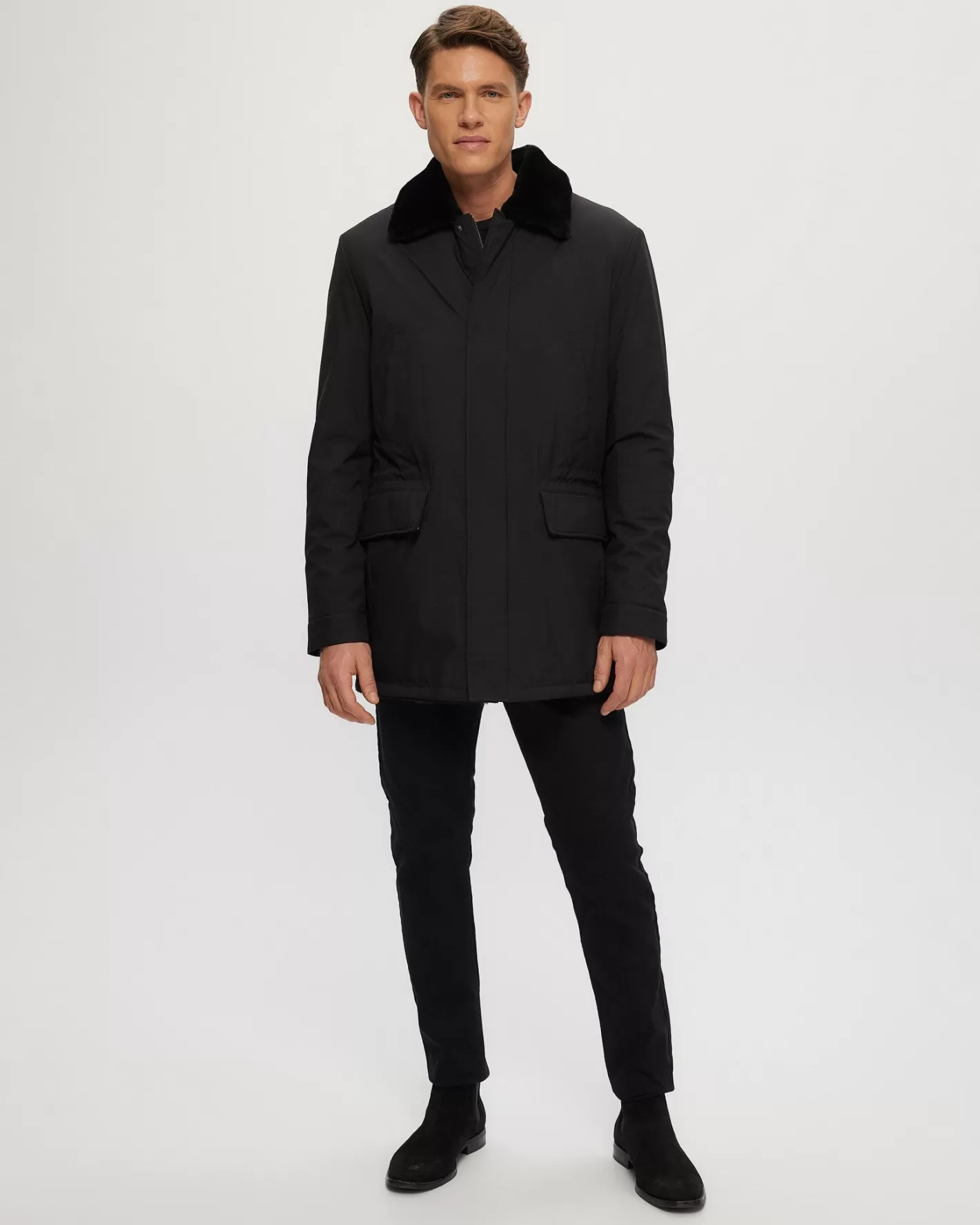 GORSKI Montreal Men's Fabric Jacket With Select Shearling Lamb Lining