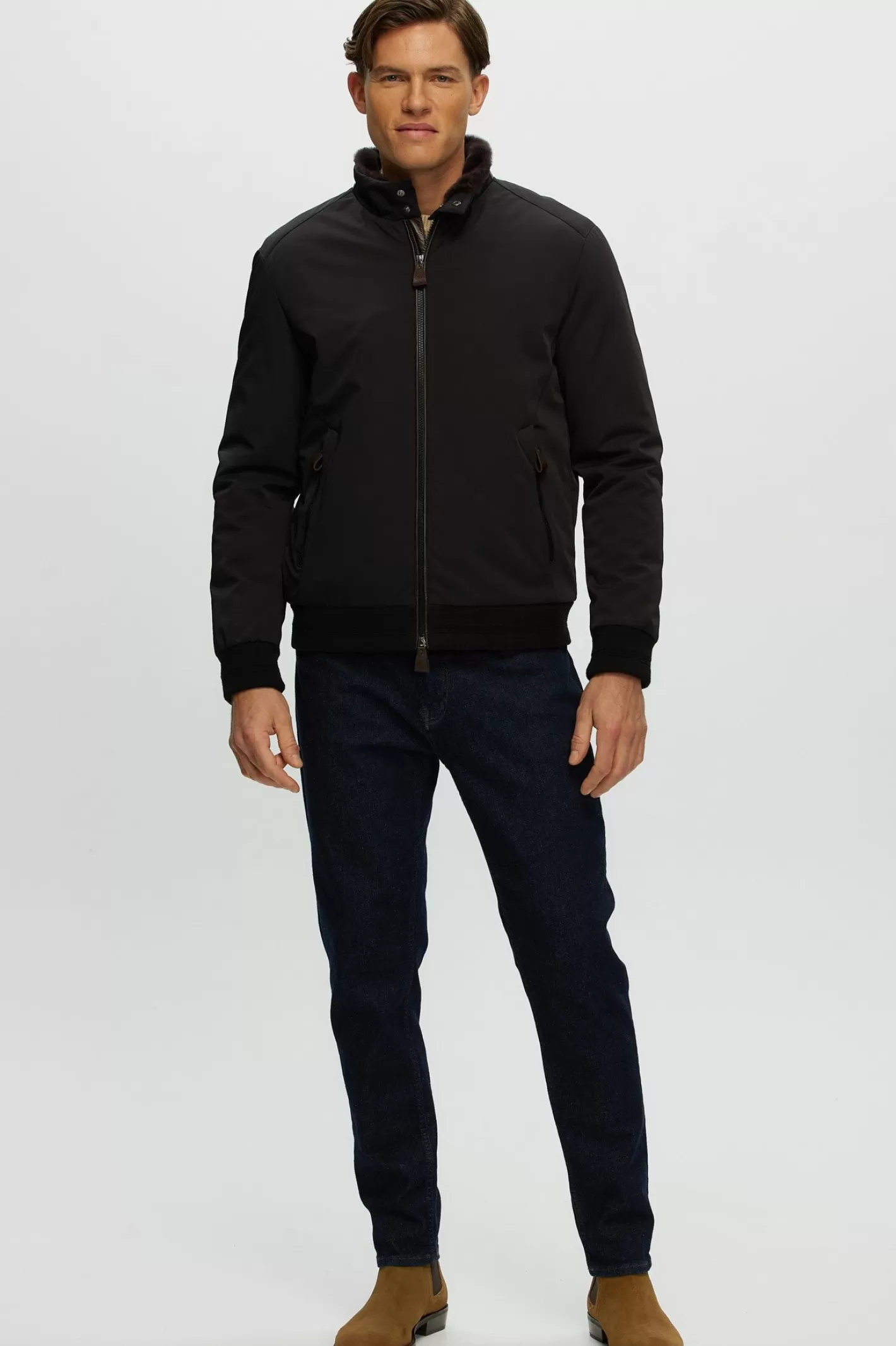 GORSKI Montreal Men's Fabric Jacket With Shearling Lamb