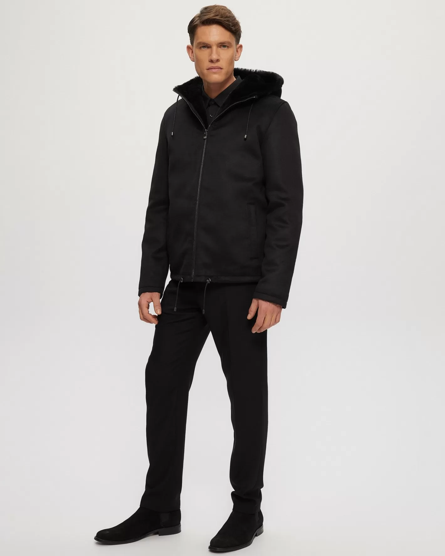 GORSKI Montreal Men's Fabric Parka With Select Shearling Lamb Lining