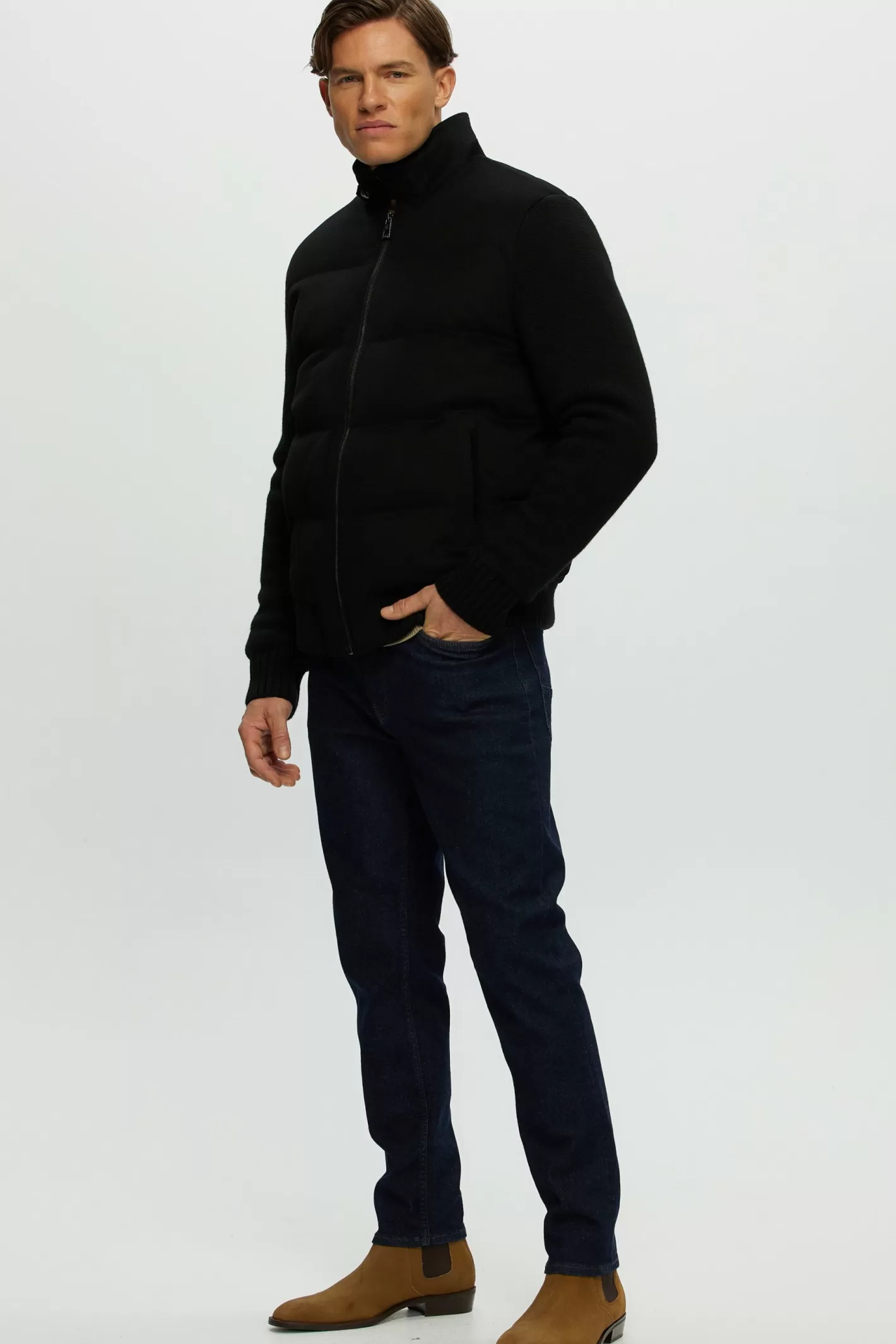 GORSKI Montreal Men's Loro Piana Cashmere & Wool Jacket With Select Shearling Lamb Collar