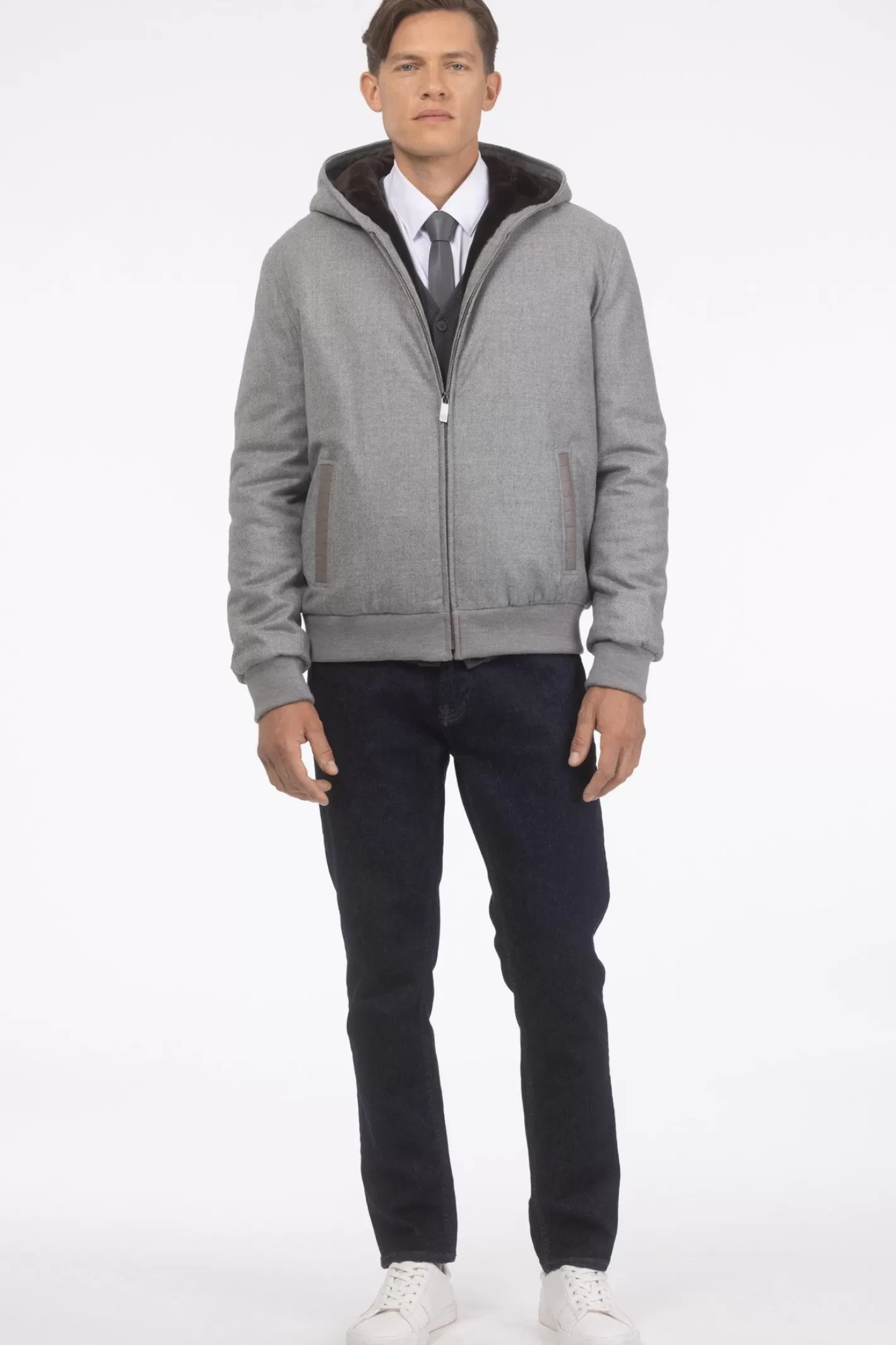 GORSKI Montreal Men's Loro Piana Cashmere & Wool Jacket With Select Shearling Lamb Lining