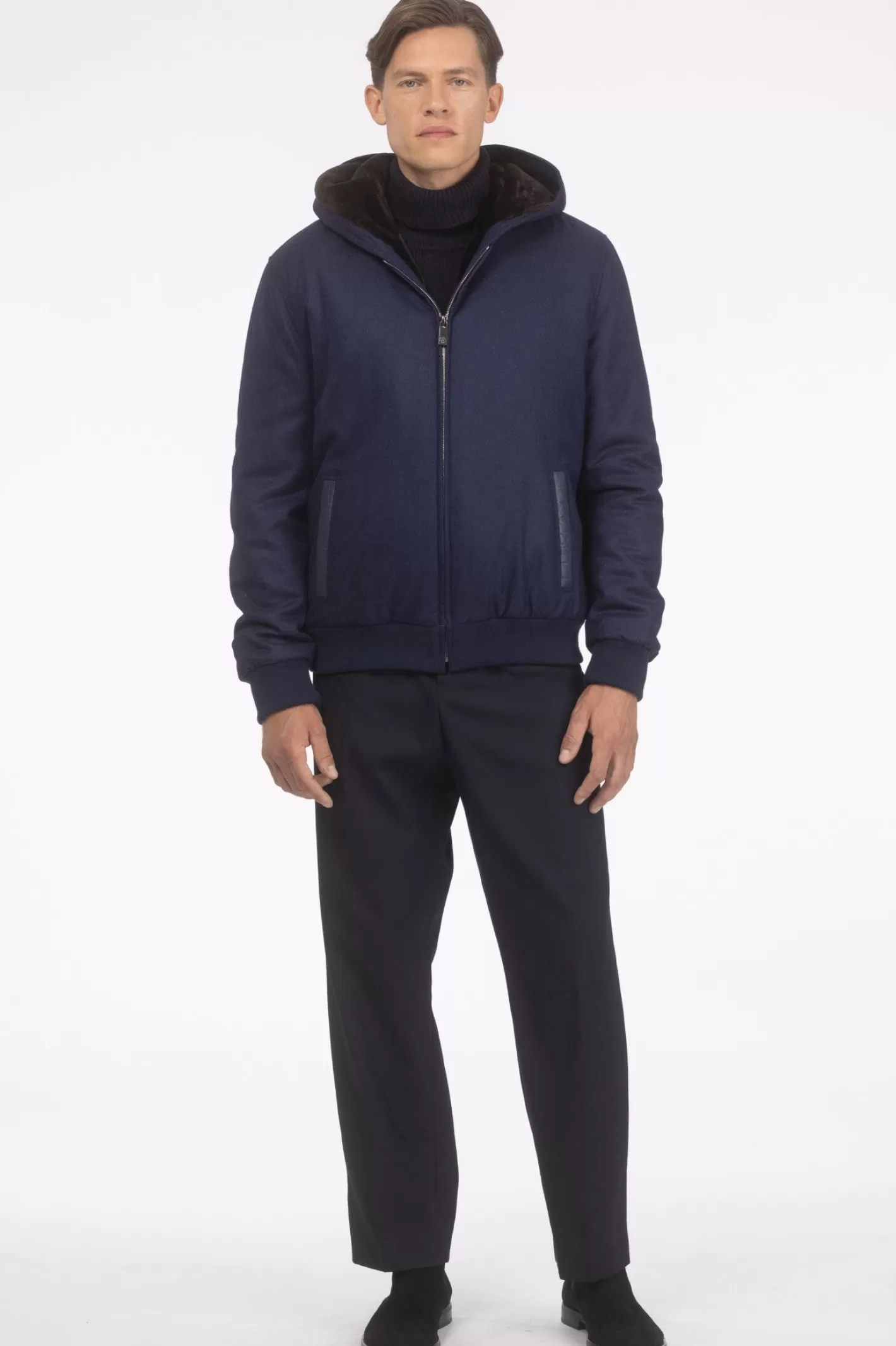 GORSKI Montreal Men's Loro Piana Cashmere & Wool Jacket With Select Shearling Lamb Lining