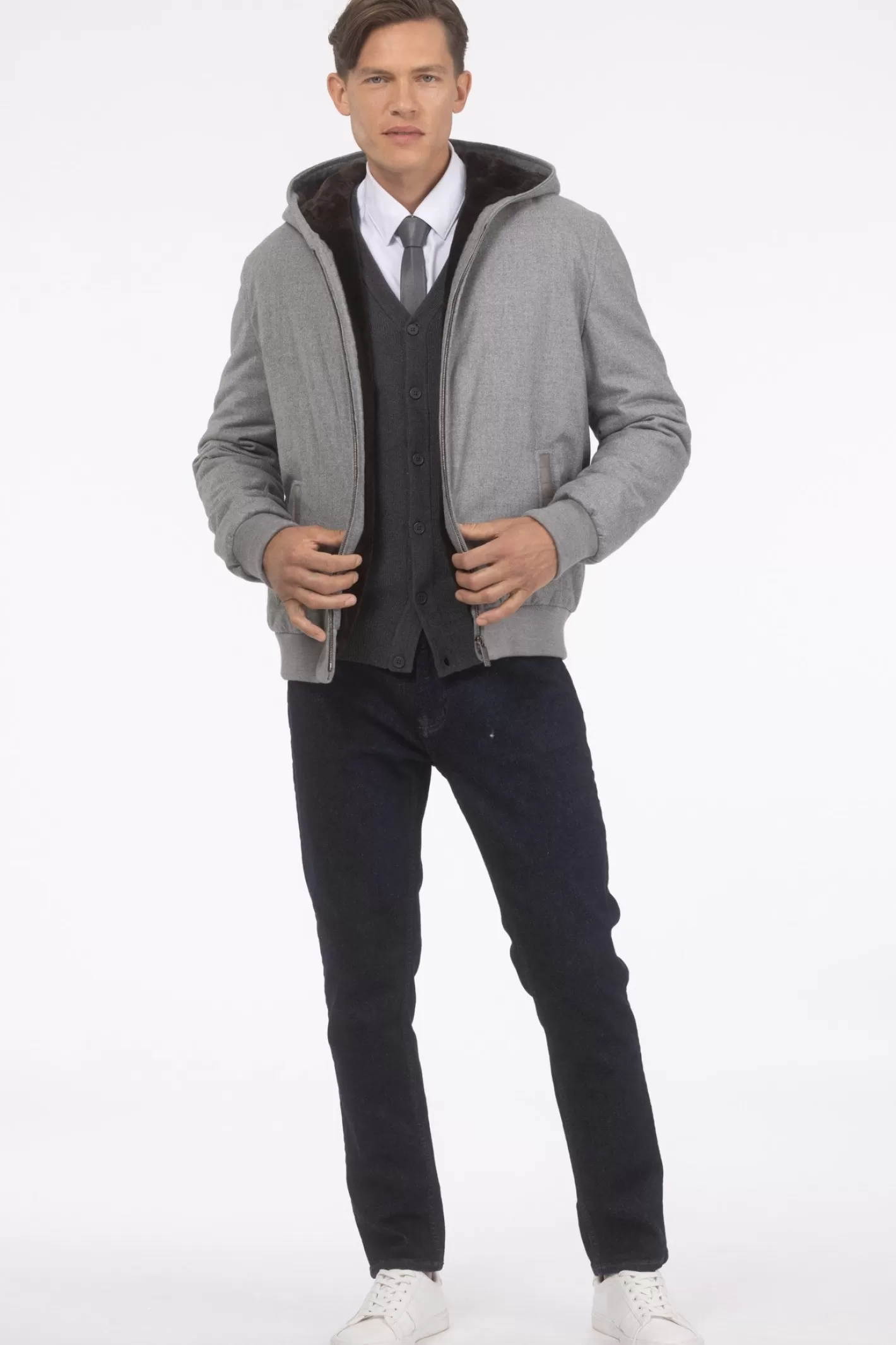 GORSKI Montreal Men's Loro Piana Cashmere & Wool Jacket With Select Shearling Lamb Lining