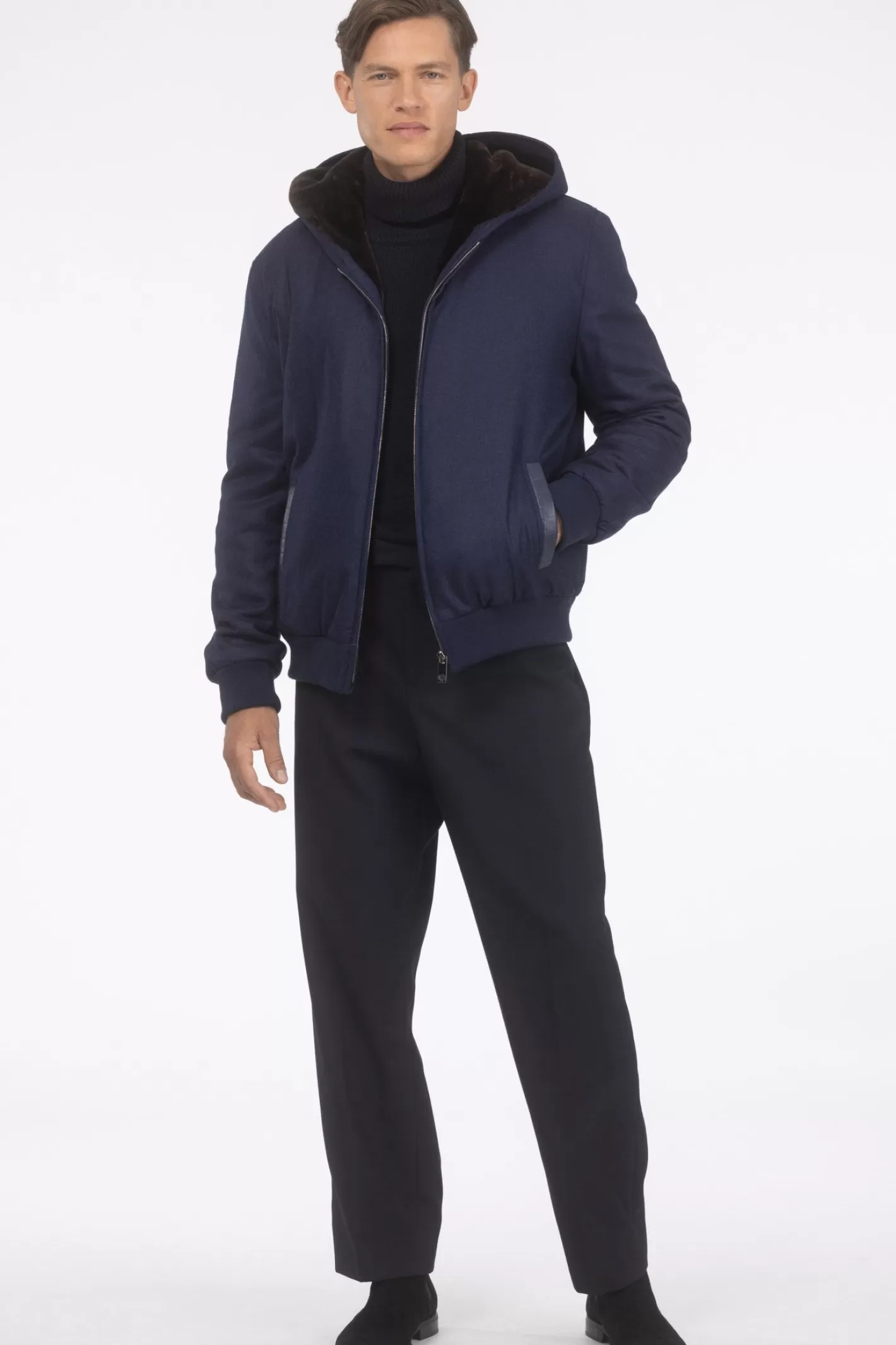 GORSKI Montreal Men's Loro Piana Cashmere & Wool Jacket With Select Shearling Lamb Lining