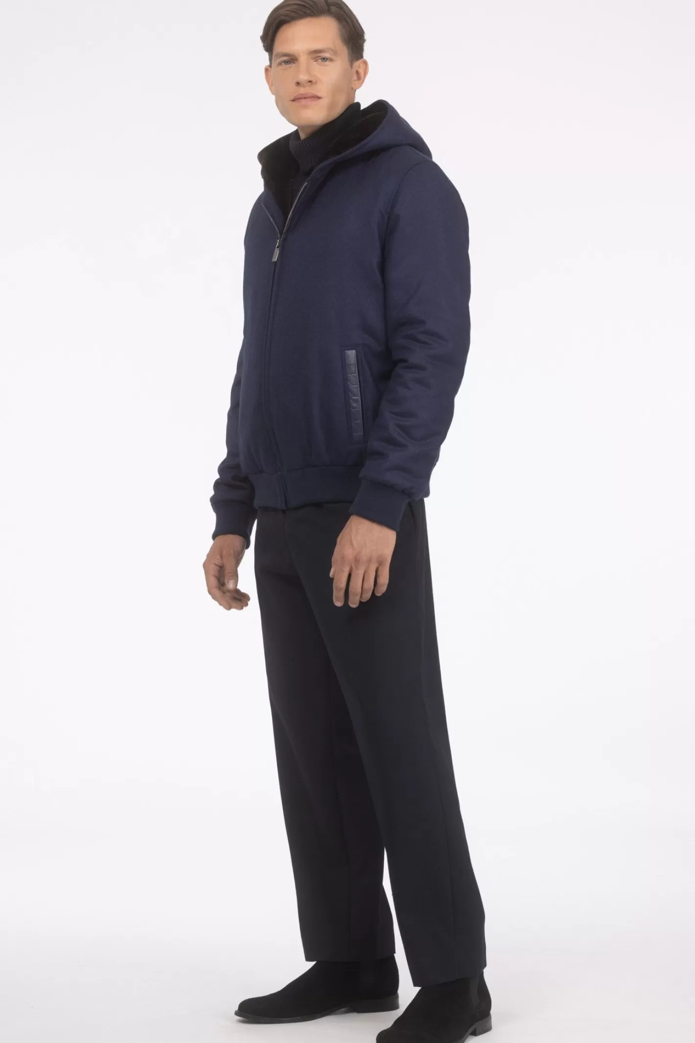 GORSKI Montreal Men's Loro Piana Cashmere & Wool Jacket With Select Shearling Lamb Lining