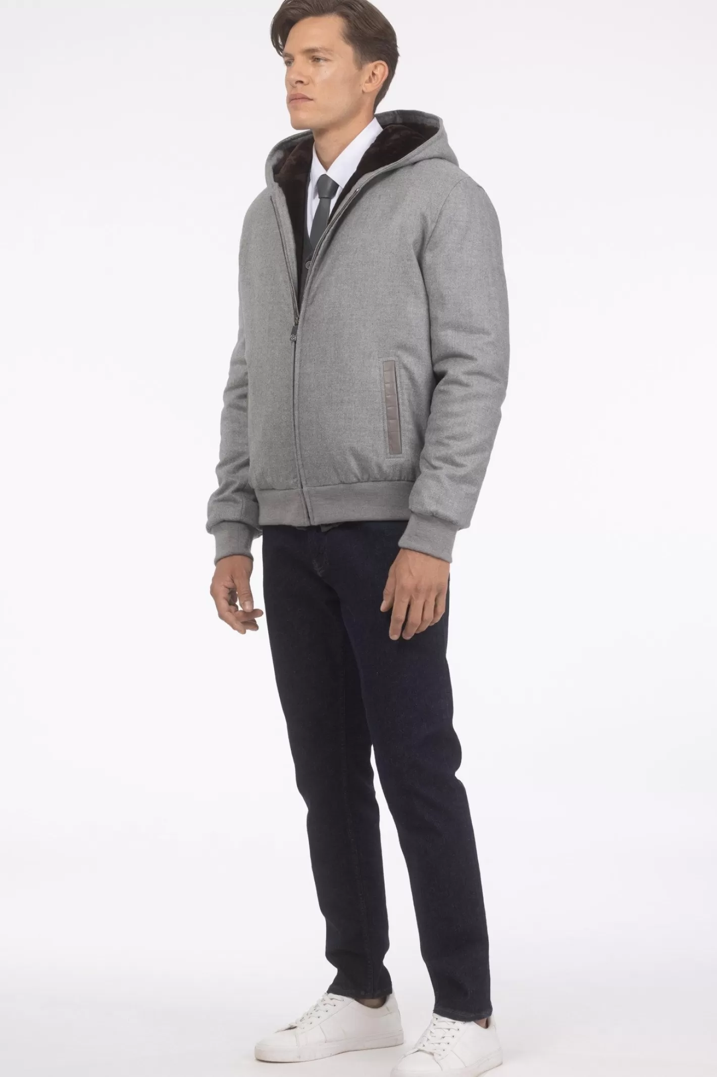 GORSKI Montreal Men's Loro Piana Cashmere & Wool Jacket With Select Shearling Lamb Lining