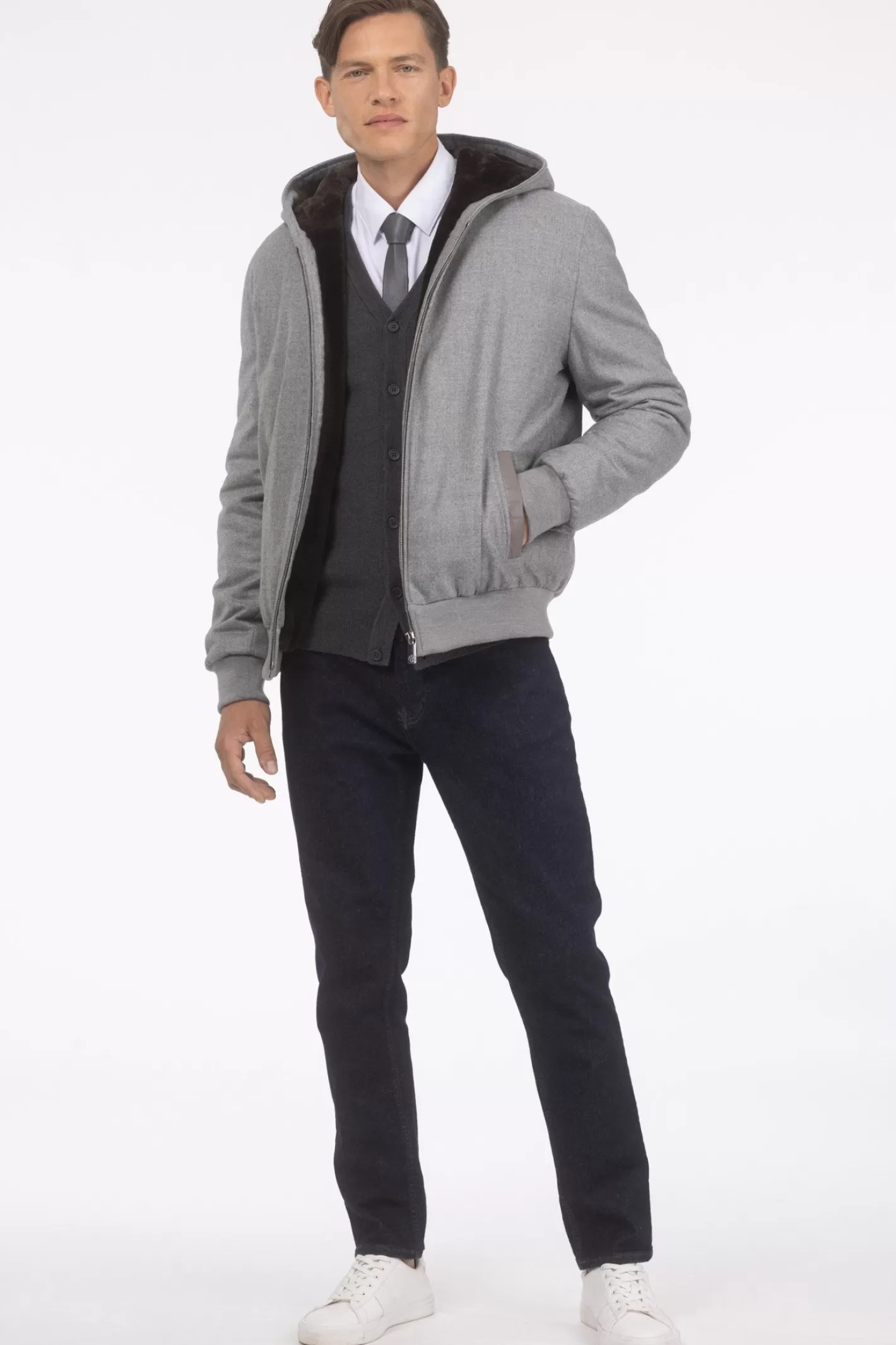 GORSKI Montreal Men's Loro Piana Cashmere & Wool Jacket With Select Shearling Lamb Lining