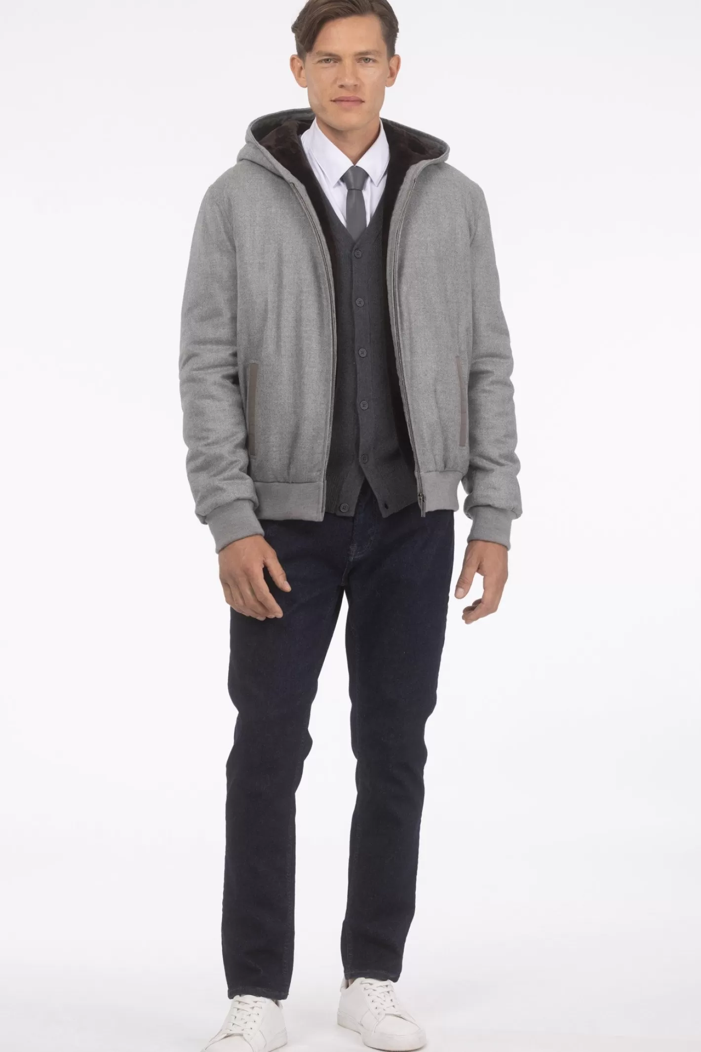 GORSKI Montreal Men's Loro Piana Cashmere & Wool Jacket With Select Shearling Lamb Lining