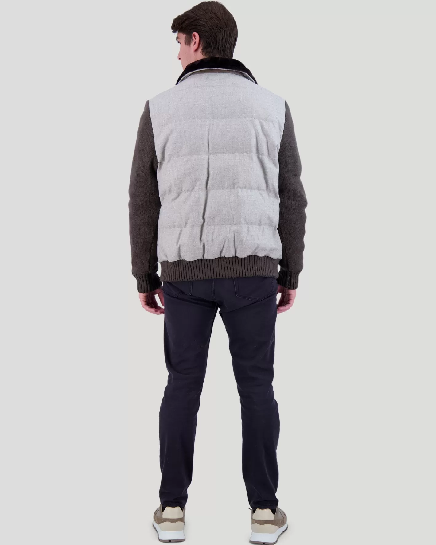 GORSKI Montreal Men's Loro Piana Cashmere & Wool Jacket With Shearling Lamb Collar