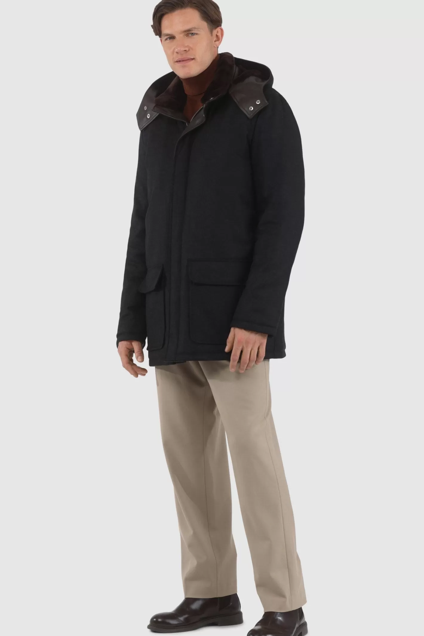 GORSKI Montreal Men's Loro Piana Cashmere & Wool Parka With Select Shearling Lamb Lining