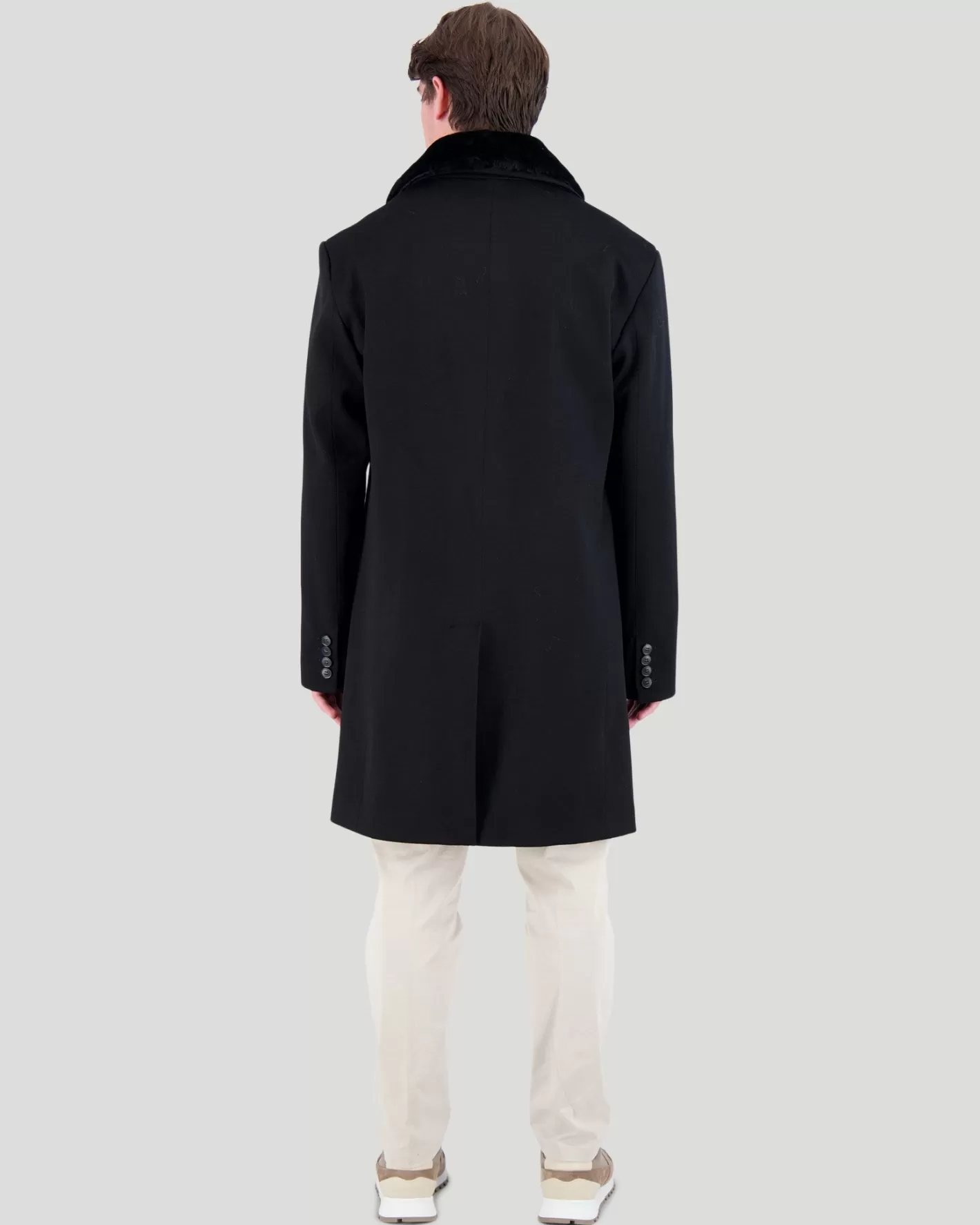 GORSKI Montreal Men's Loro Piana Cashmere & Wool Stroller With Select Shearling Lamb Collar