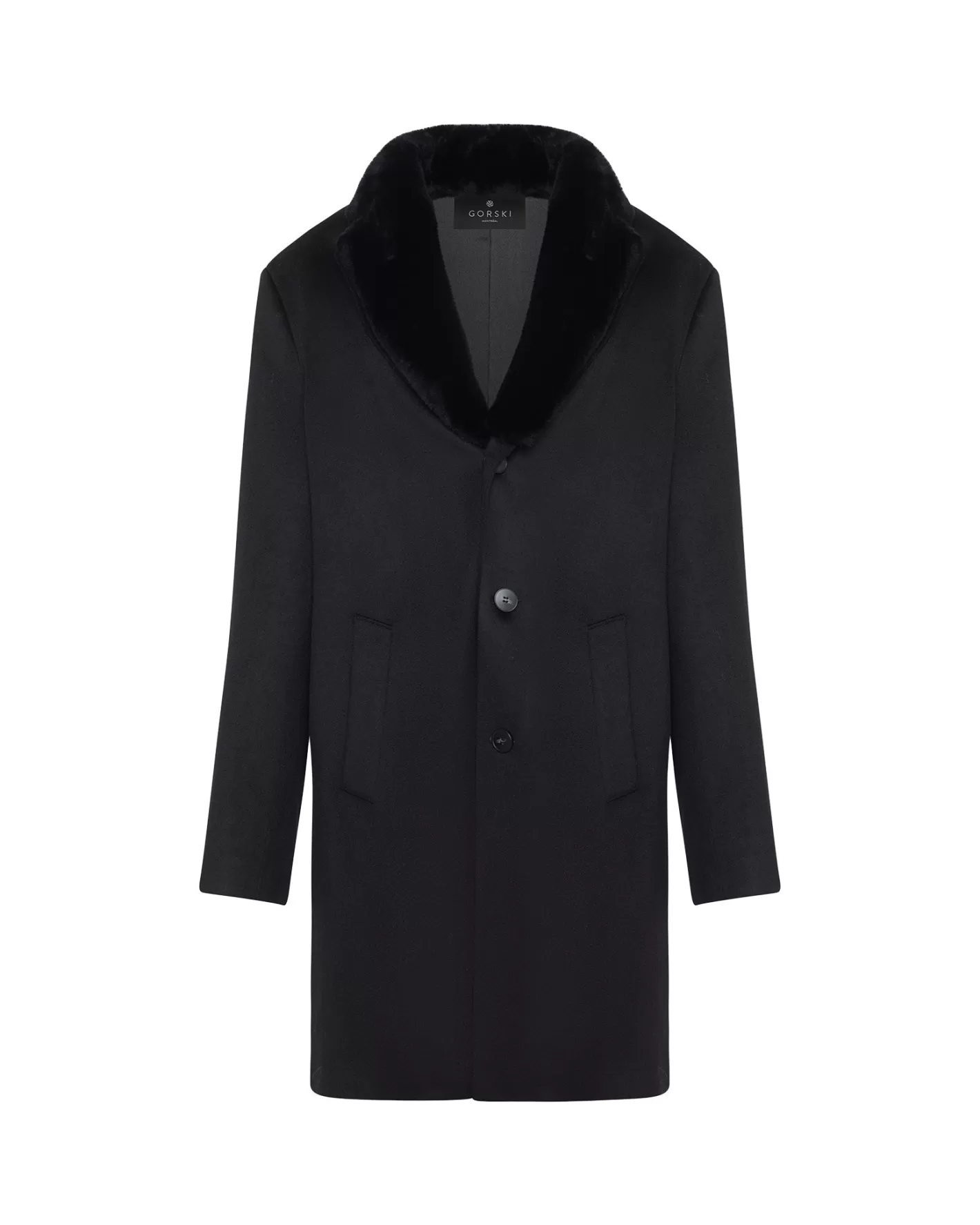 GORSKI Montreal Men's Loro Piana Cashmere & Wool Stroller With Select Shearling Lamb Collar