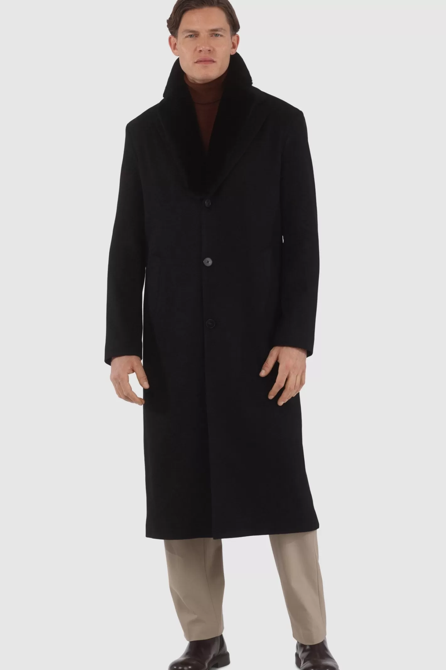 GORSKI Montreal Men's Loro Piana Cashmere Coat With Detachable Select Shearling Lamb Collar
