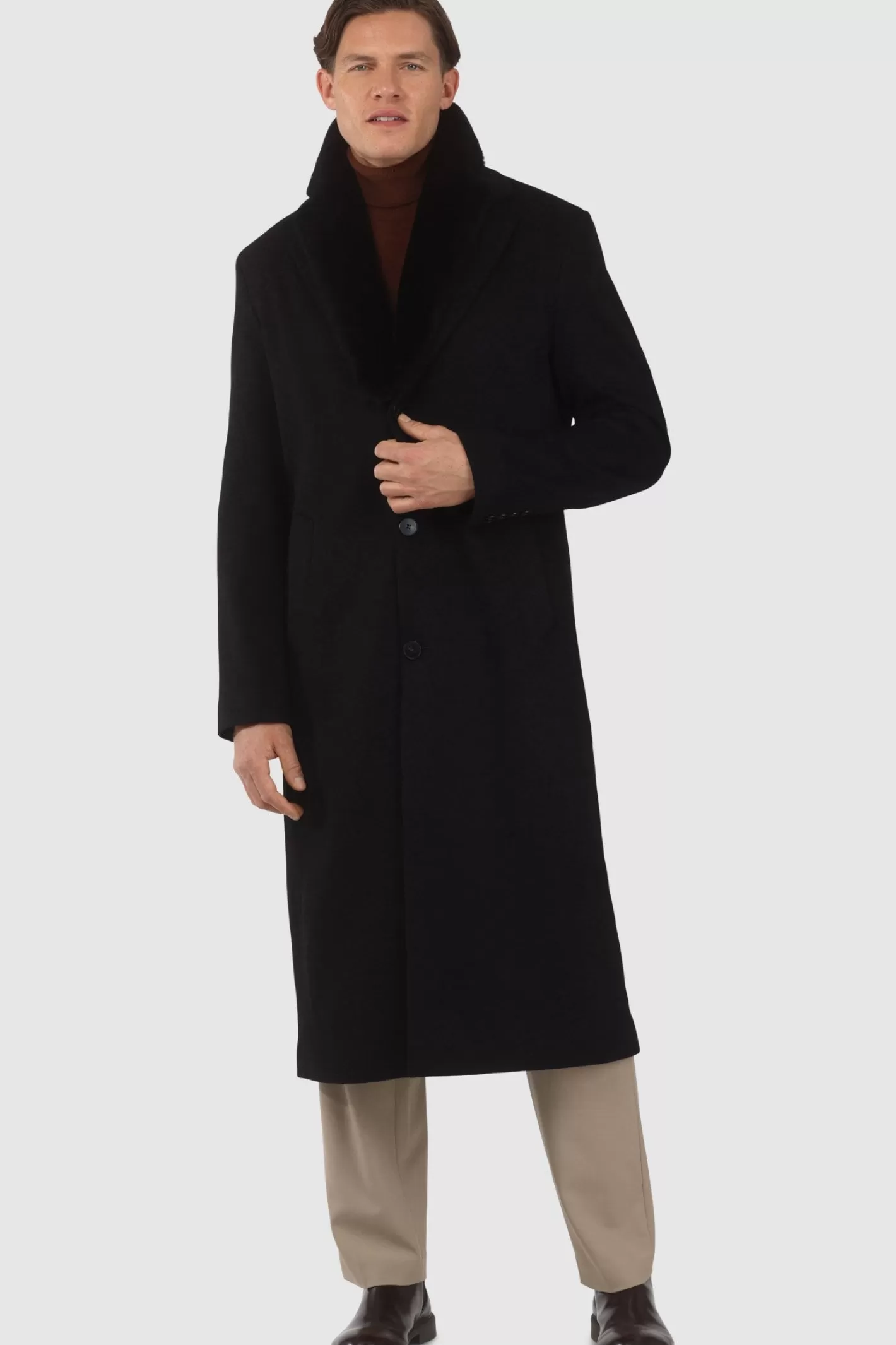 GORSKI Montreal Men's Loro Piana Cashmere Coat With Detachable Select Shearling Lamb Collar