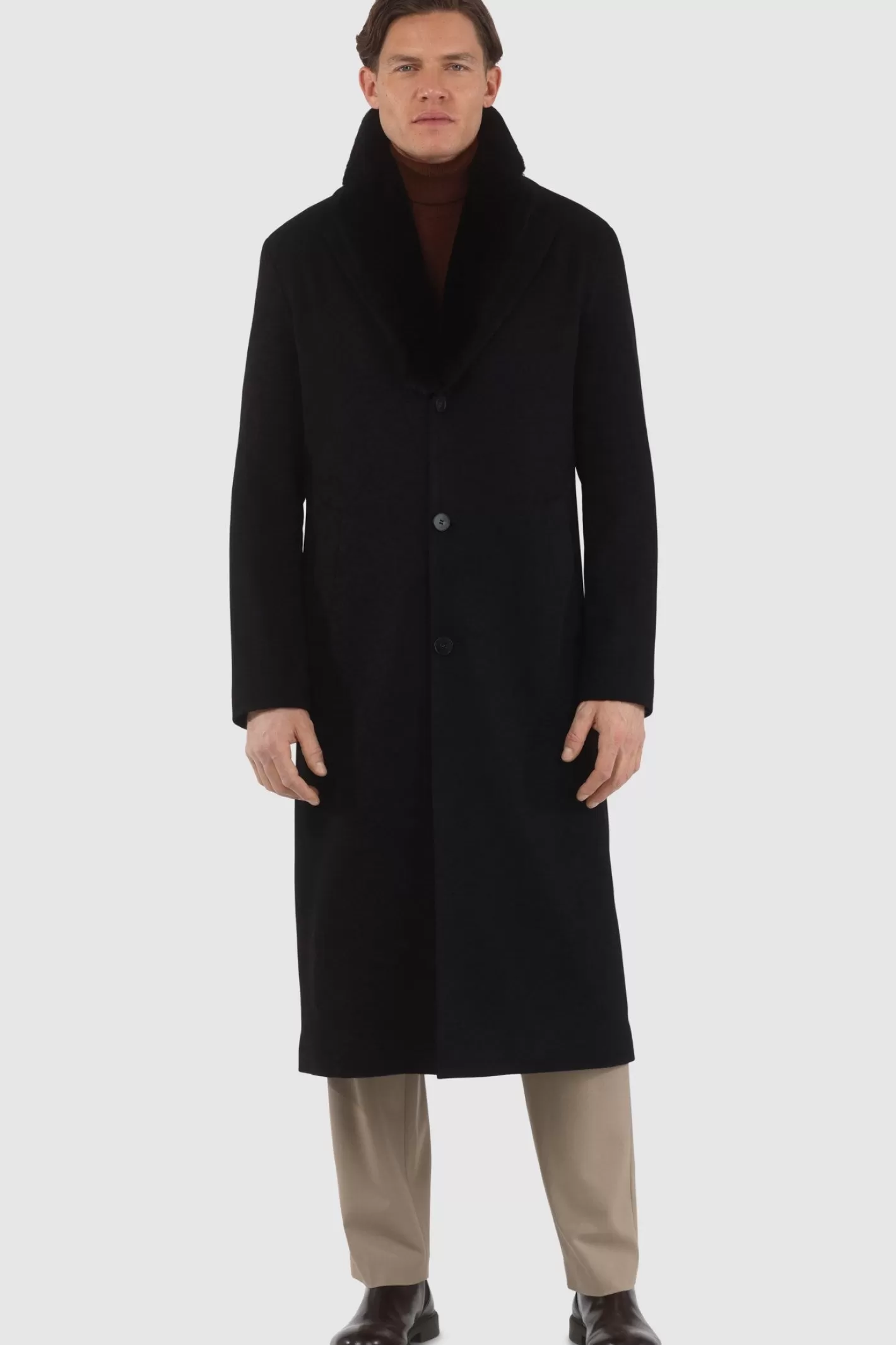 GORSKI Montreal Men's Loro Piana Cashmere Coat With Detachable Select Shearling Lamb Collar