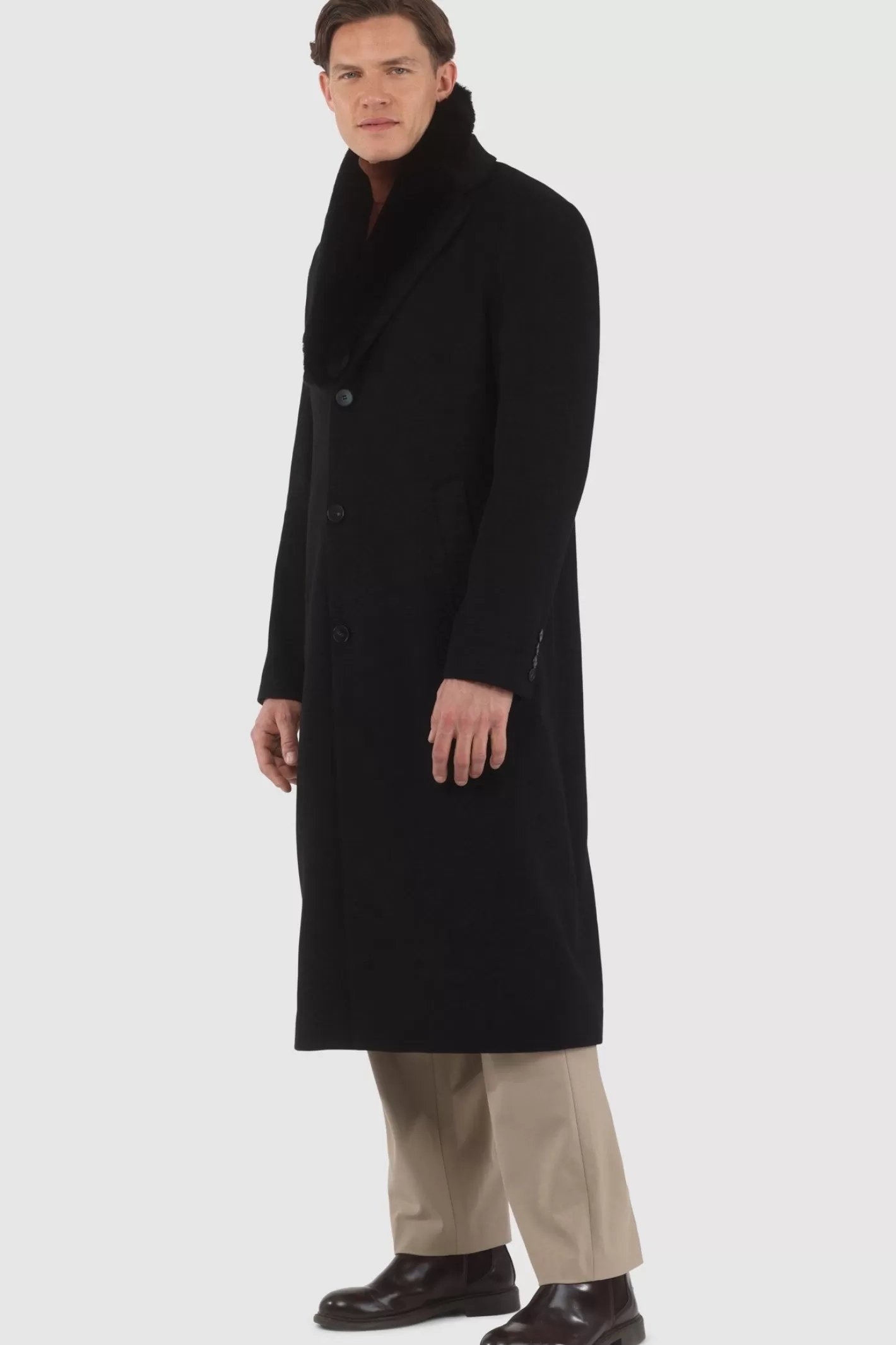 GORSKI Montreal Men's Loro Piana Cashmere Coat With Detachable Select Shearling Lamb Collar