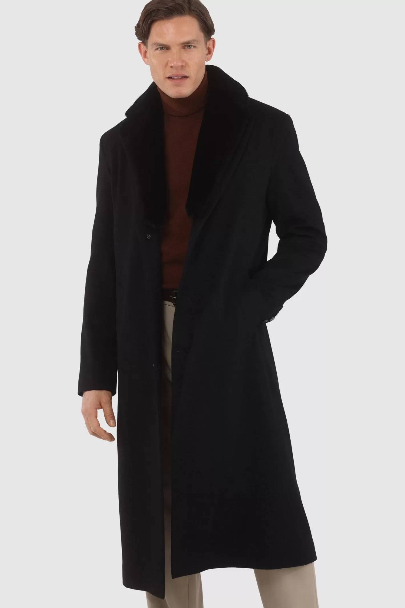 GORSKI Montreal Men's Loro Piana Cashmere Coat With Detachable Select Shearling Lamb Collar