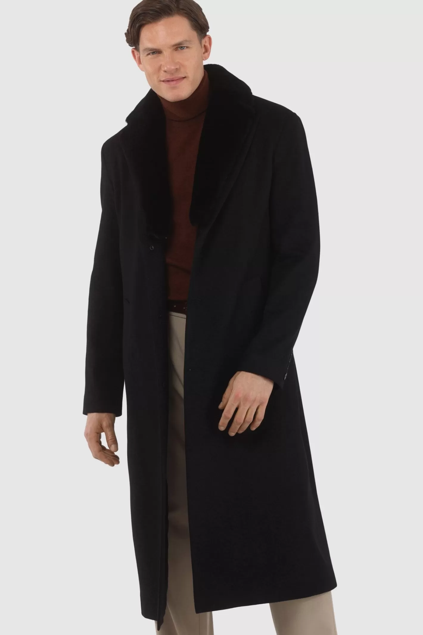 GORSKI Montreal Men's Loro Piana Cashmere Coat With Detachable Select Shearling Lamb Collar