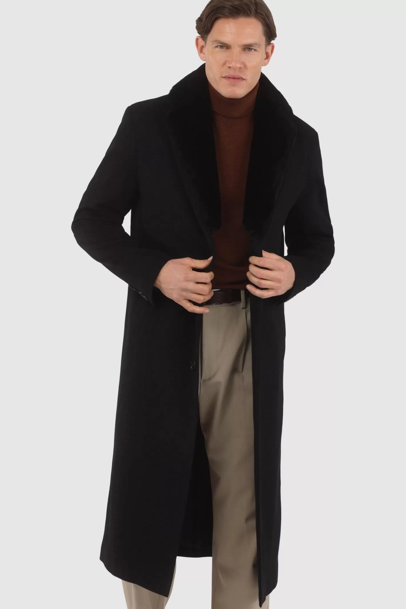 GORSKI Montreal Men's Loro Piana Cashmere Coat With Detachable Select Shearling Lamb Collar
