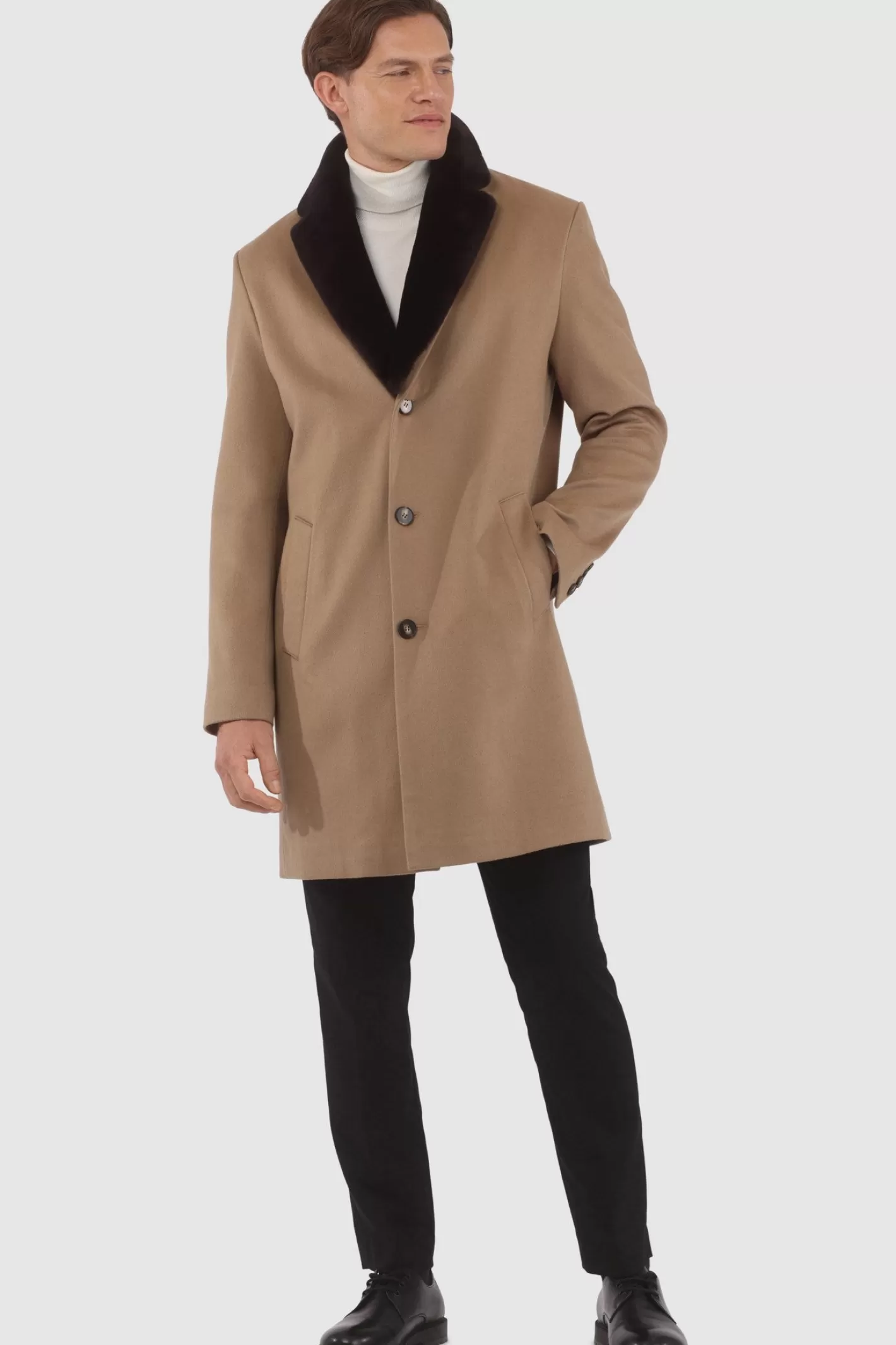 GORSKI Montreal Men's Loro Piana Cashmere Short Coat With Detachable Select Shearling Lamb Collar